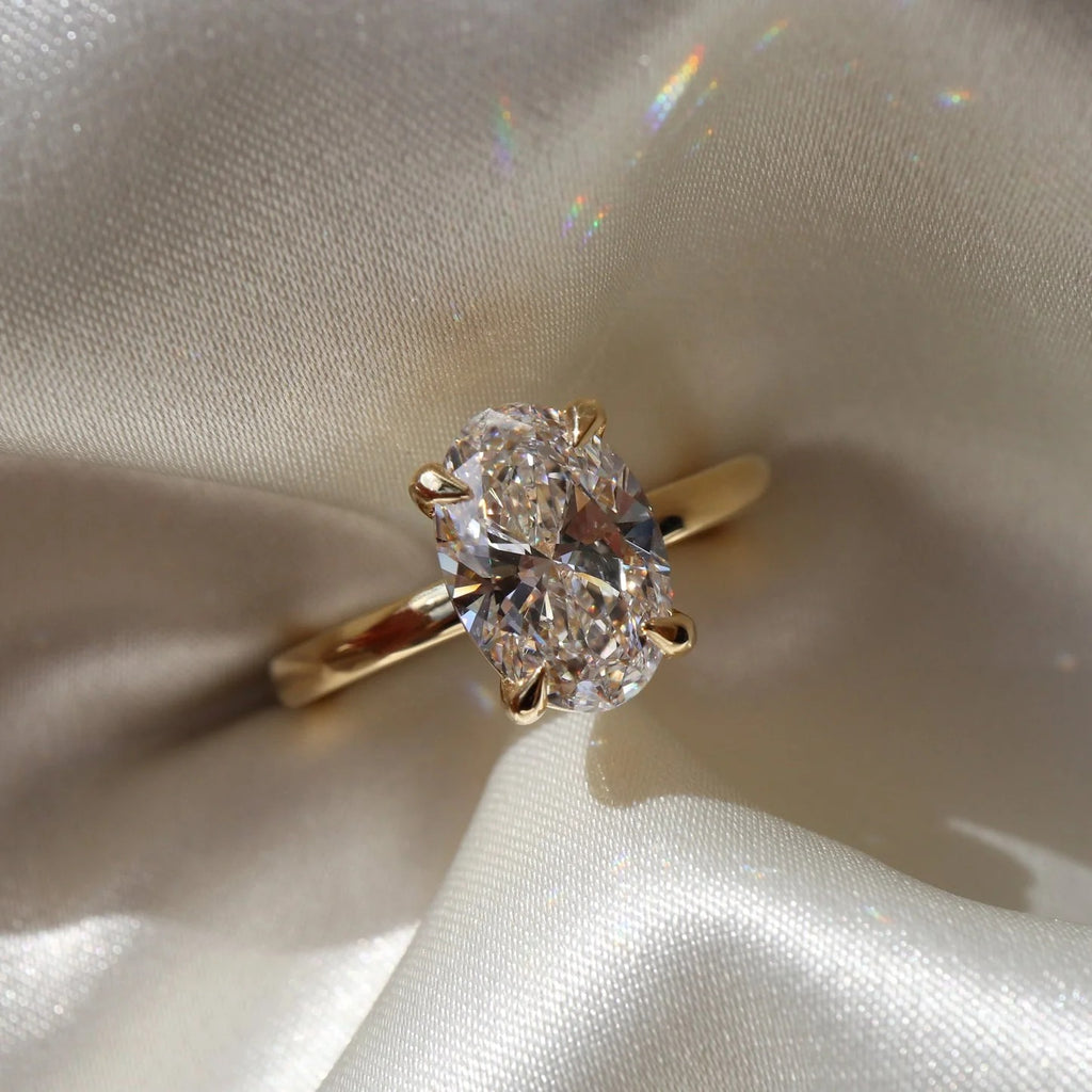 Oval Lab Diamond Solitaire Engagement Ring | 1–3.5 Ct