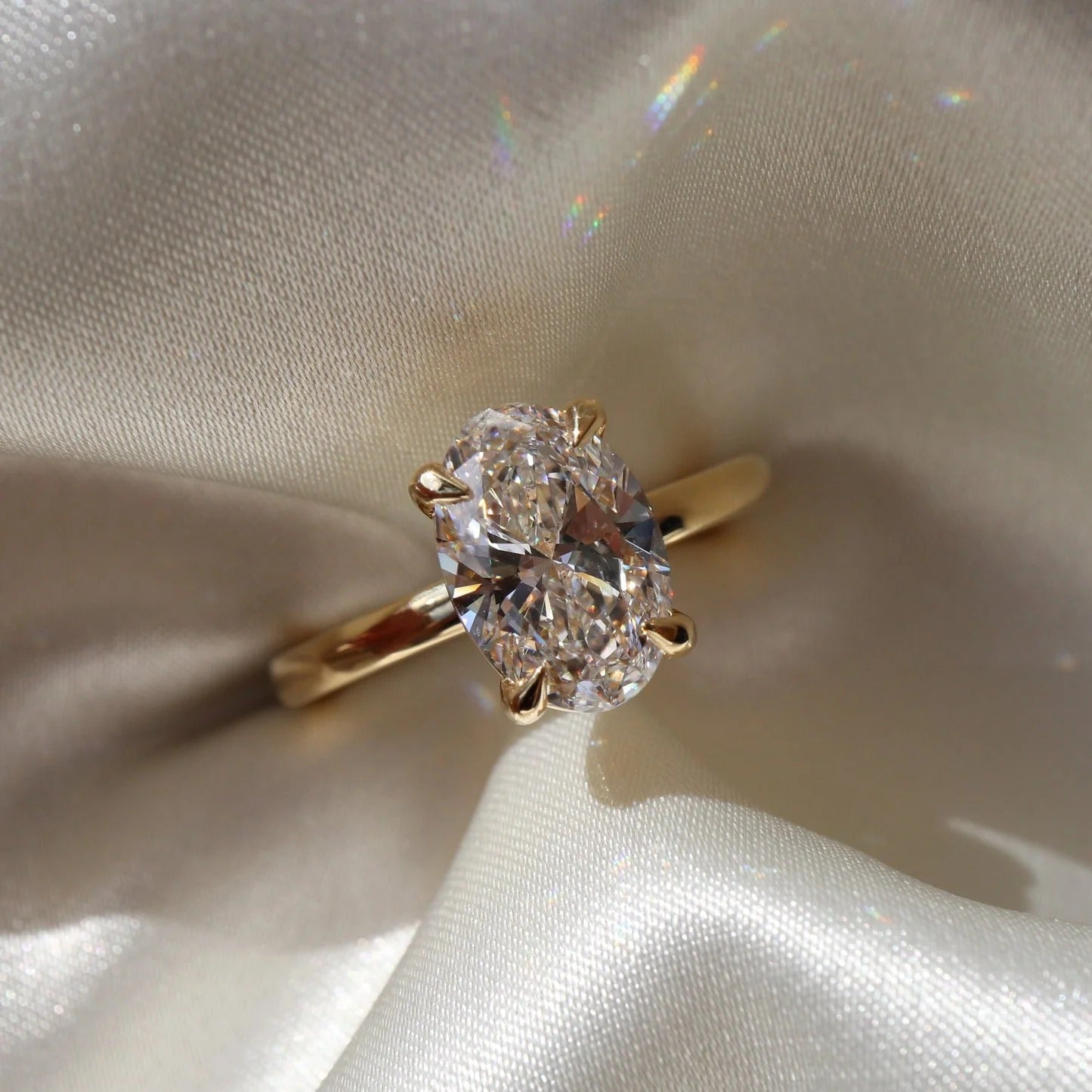 Oval Lab Diamond Solitaire Engagement Ring | 1–3.5 Ct
