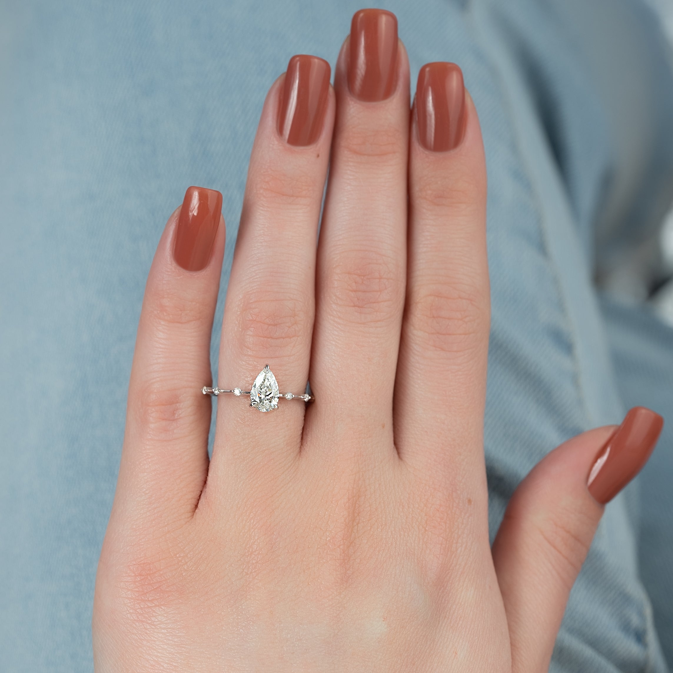 1.0 - 3.50 CT Dainty Pear Lab Grown Diamond Engagement Ring