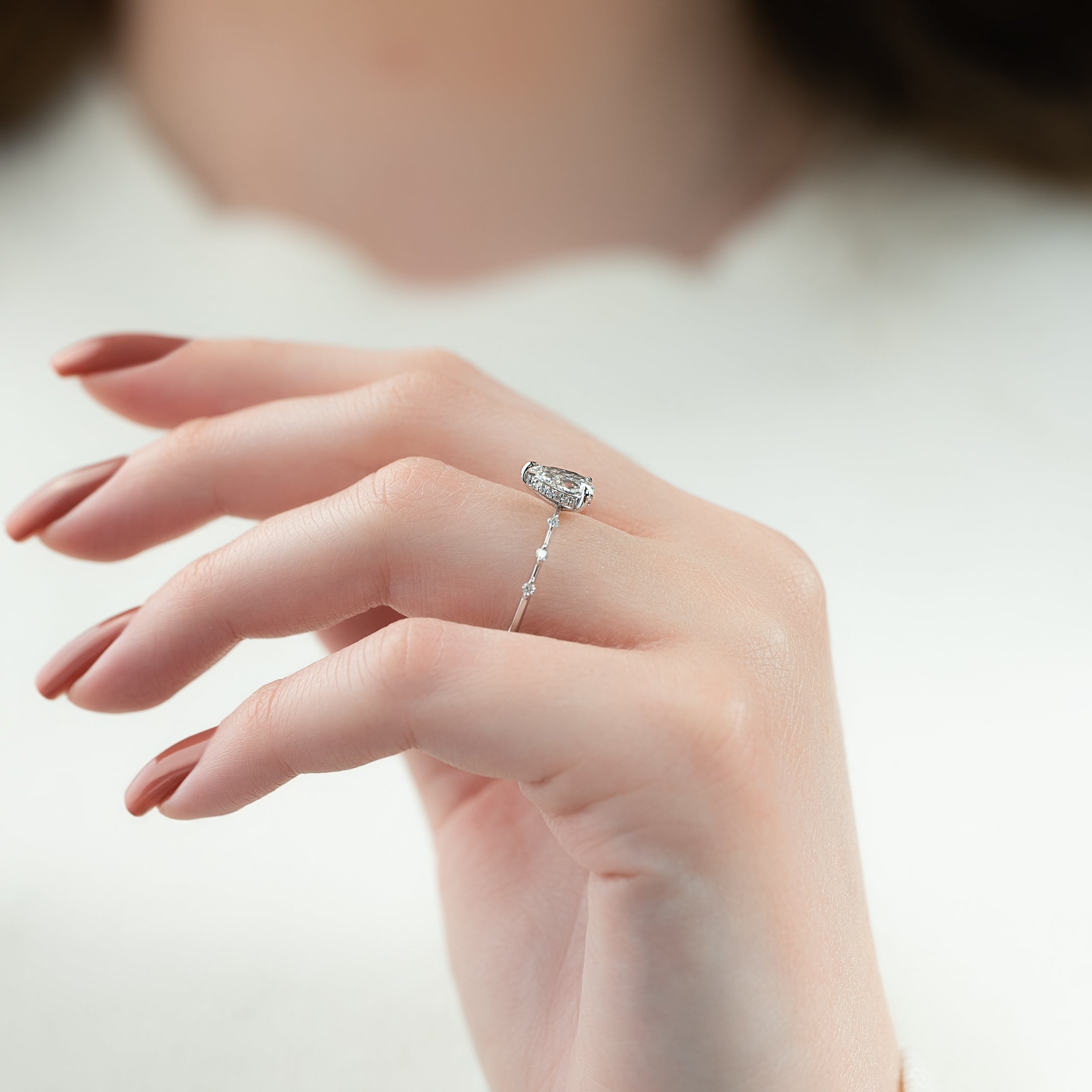 1.0 - 3.50 CT Dainty Pear Lab Grown Diamond Engagement Ring