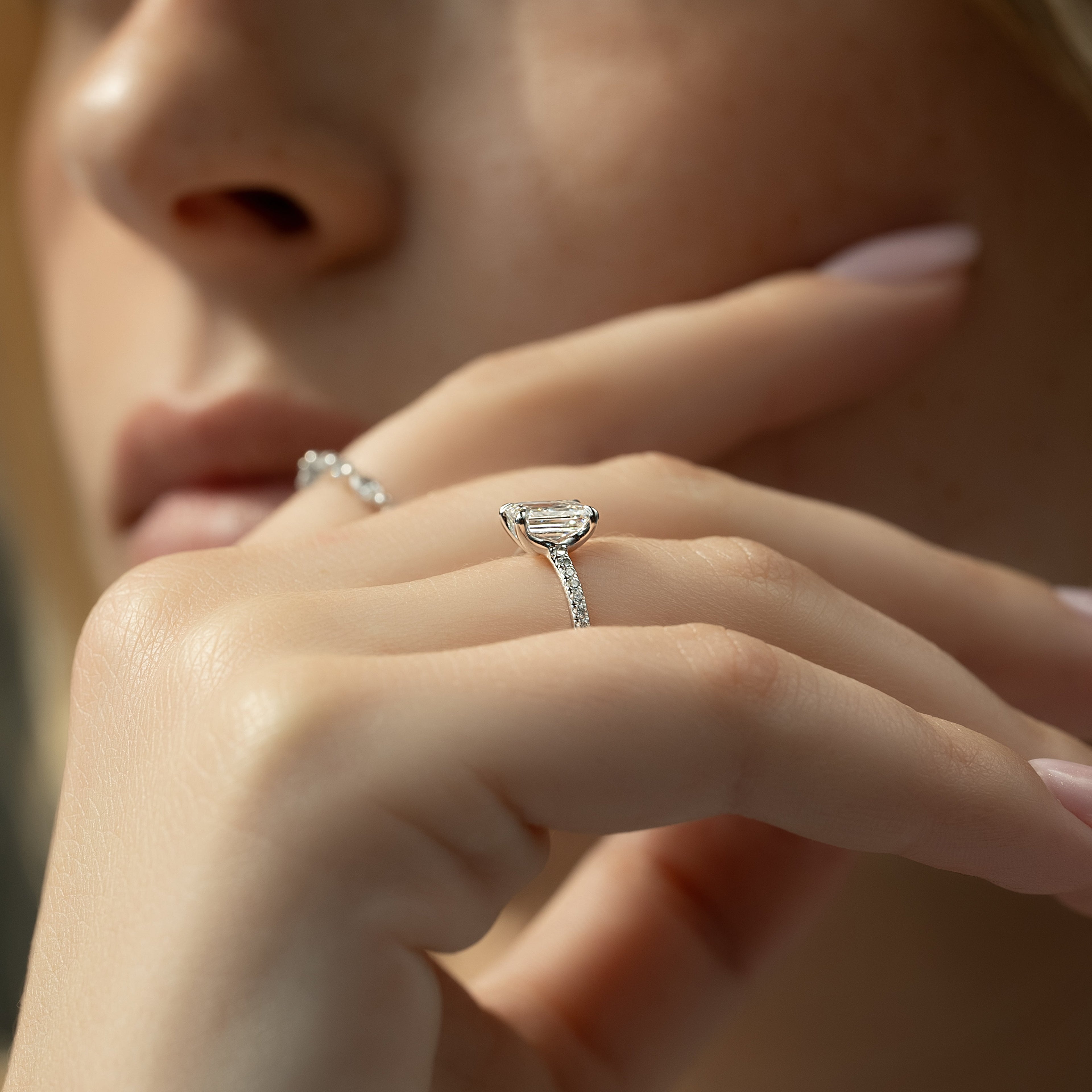 1.0 - 3.50 CT Pavé Emerald Lab Grown Diamond Engagement Ring