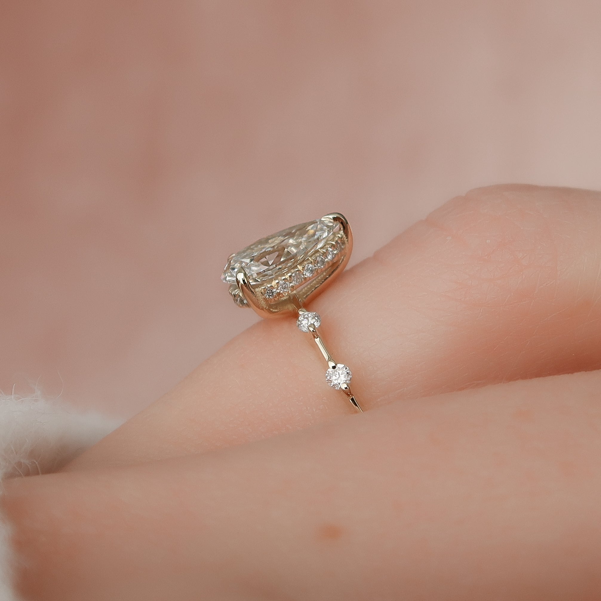 1.0 - 3.50 CT Dainty Pear Lab Grown Diamond Engagement Ring