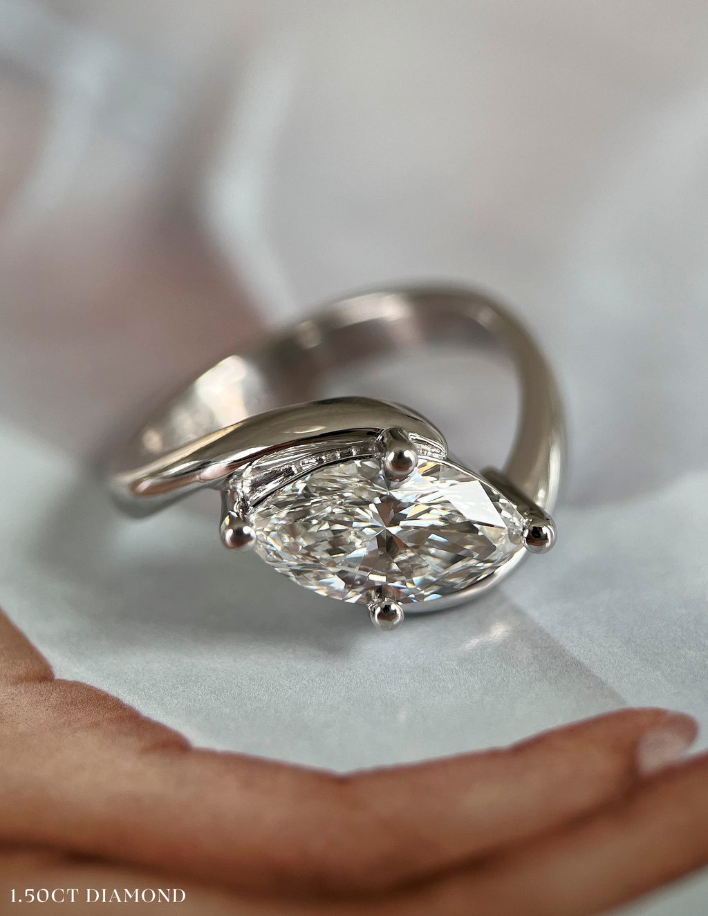 Marquise Lab Grown Diamond Solitaire Engagement Ring – 10K/14K/18K Gold & Platinum – 1.0–3.5 CT