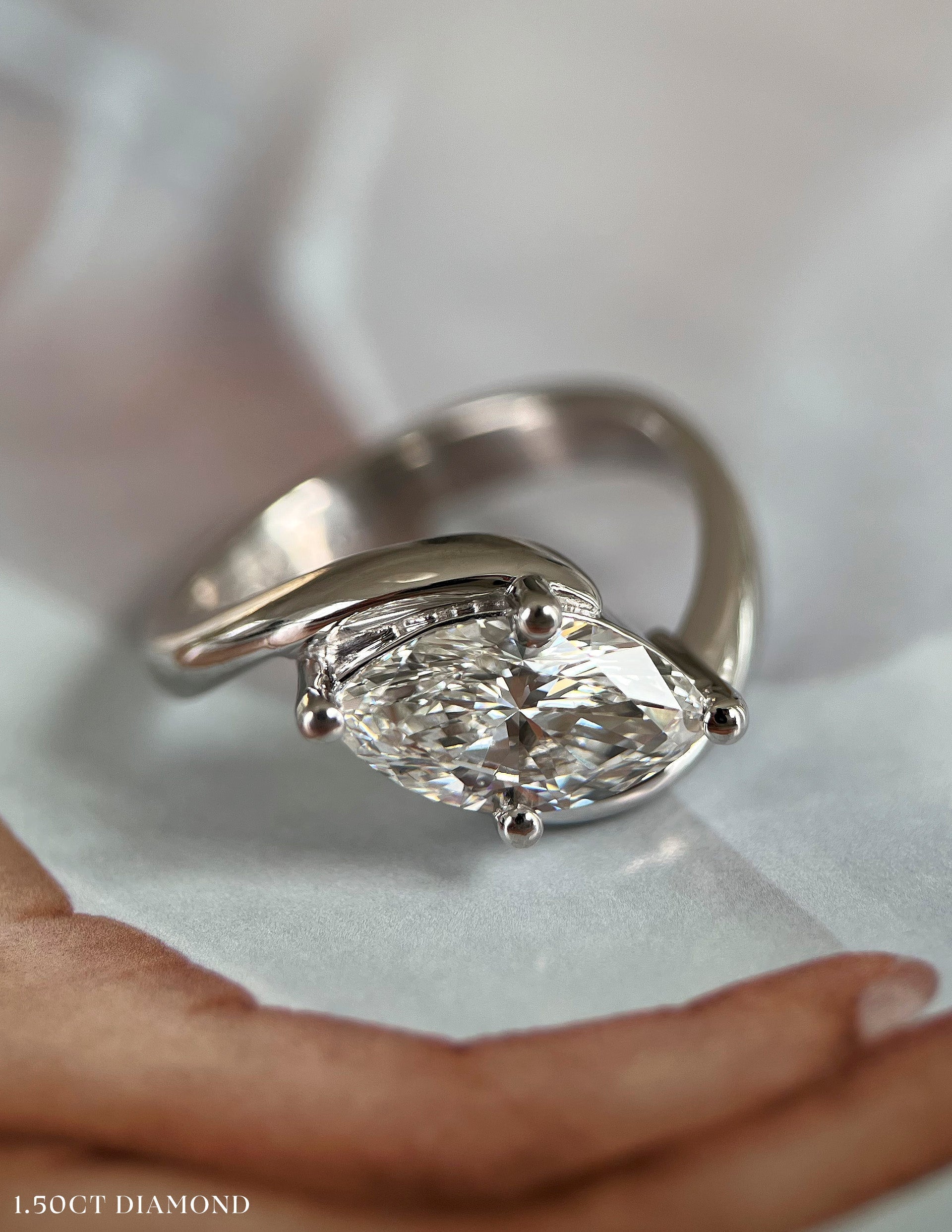 Marquise Lab Grown Diamond Solitaire Engagement Ring – 10K/14K/18K Gold & Platinum – 1.0–3.5 CT