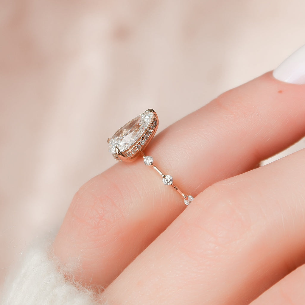 1.0 - 3.50 CT Dainty Pear Lab Grown Diamond Engagement Ring