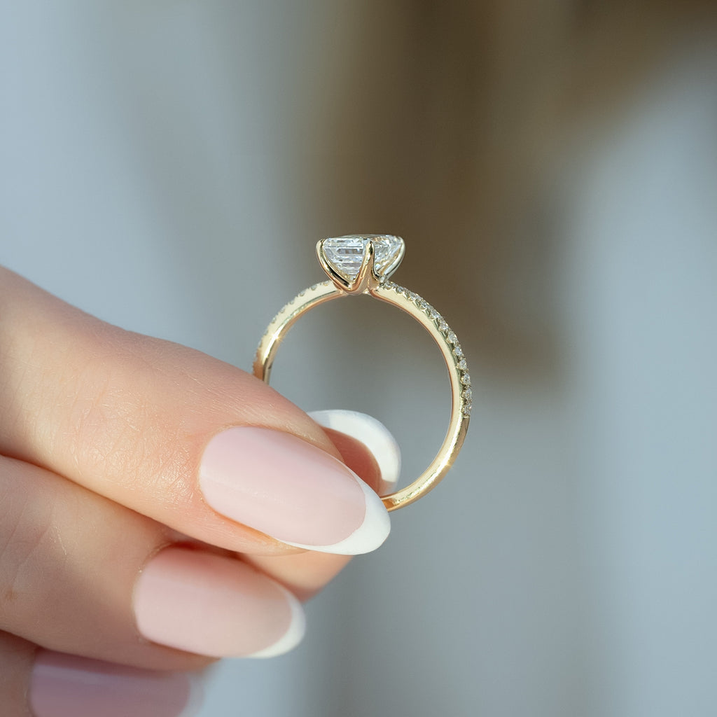 1.0 - 3.50 CT Pavé Emerald Lab Grown Diamond Engagement Ring