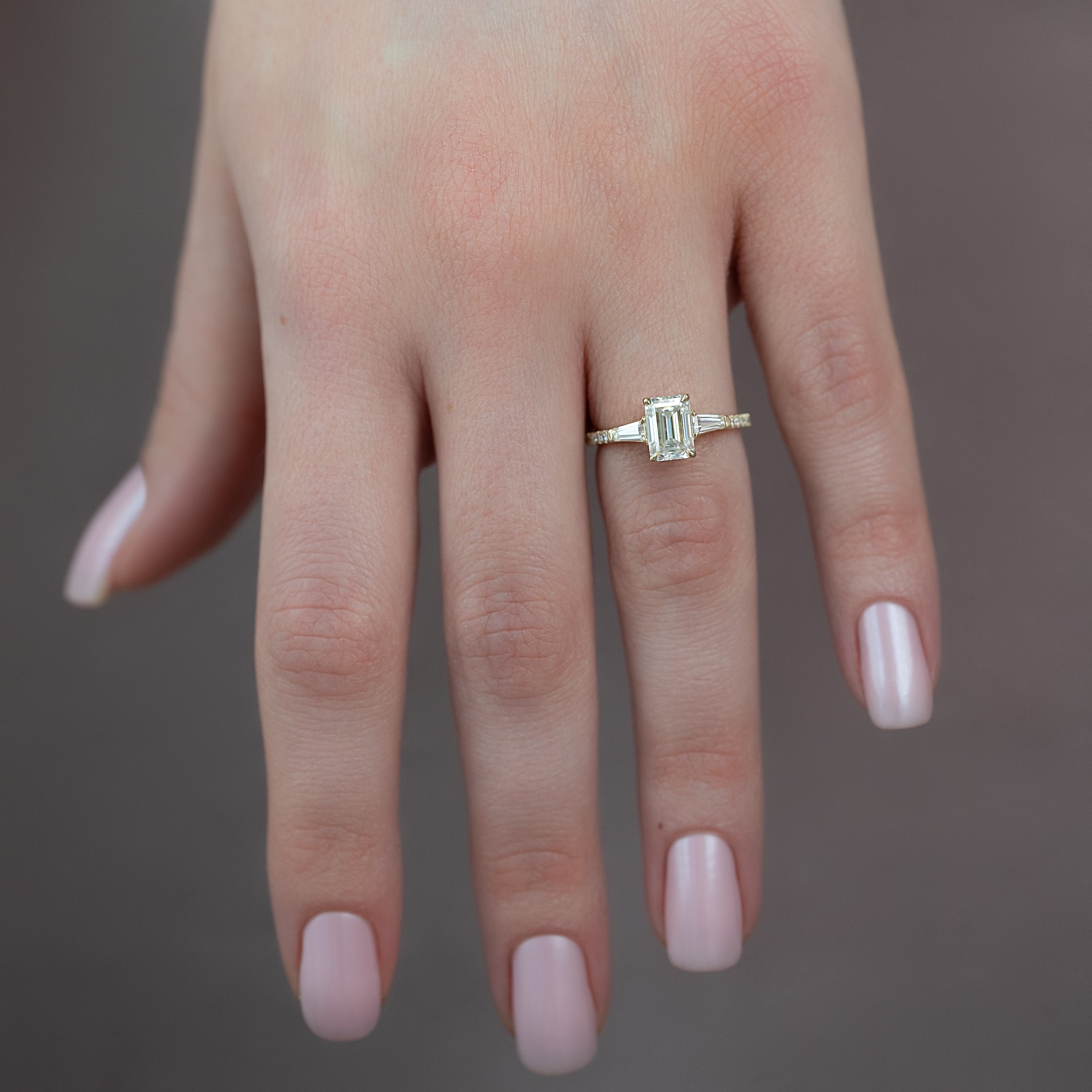 1.0 - 3.50 CT Emerald Cut Lab Grown Diamond Pavé Engagement Ring