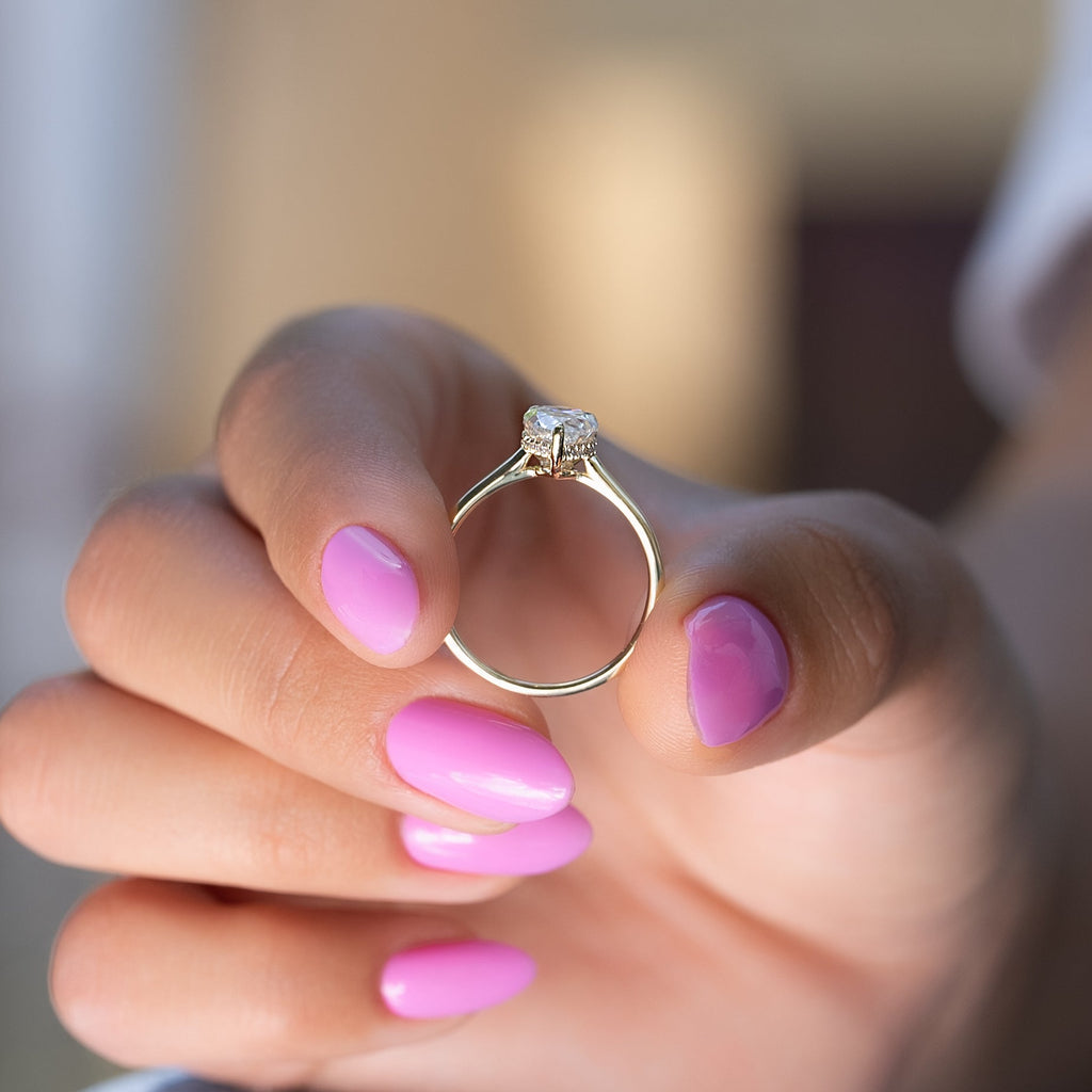 1.0 - 3.50 CT Solitaire Pear Lab Grown Diamond Engagement Ring