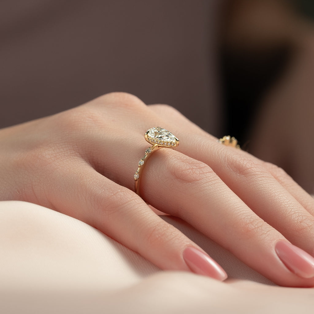1.0 - 3.50 CT Dainty Pear Lab Grown Diamond Engagement Ring