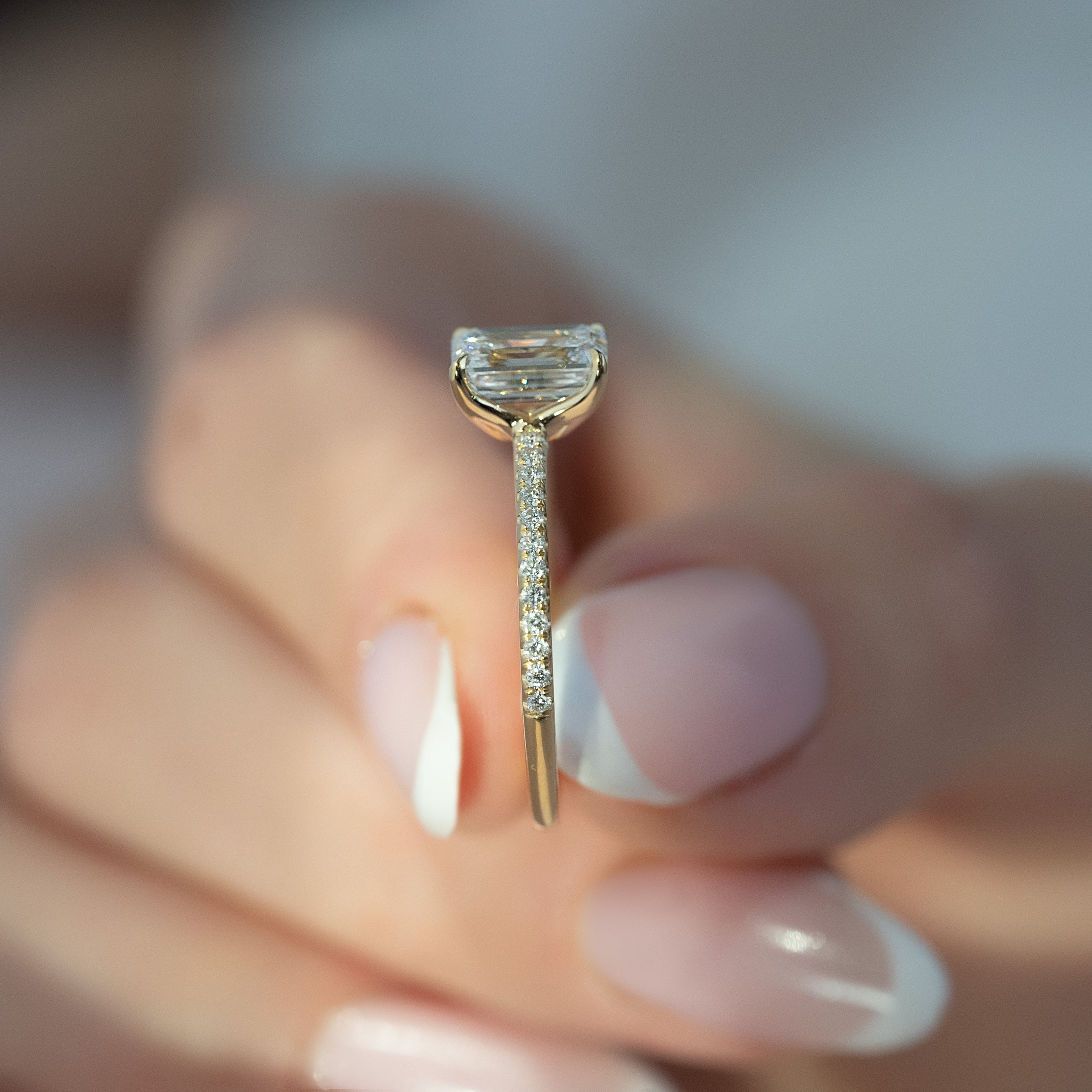 1.0 - 3.50 CT Pavé Emerald Lab Grown Diamond Engagement Ring