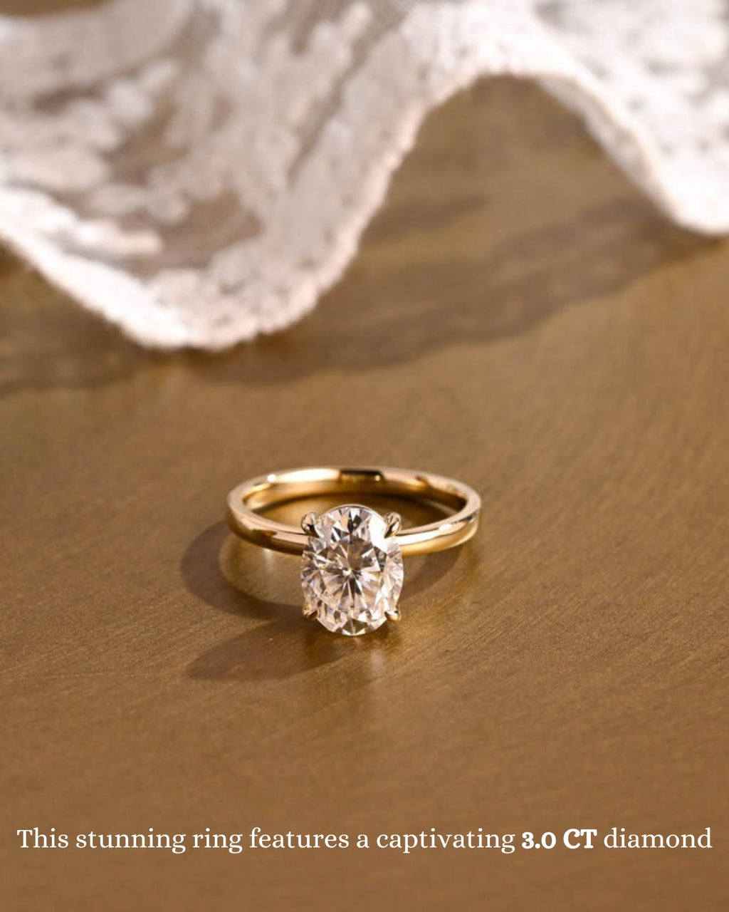 1.0 - 3.50 CT Oval Cut Lab Grown Diamond Solitaire Engagement Ring