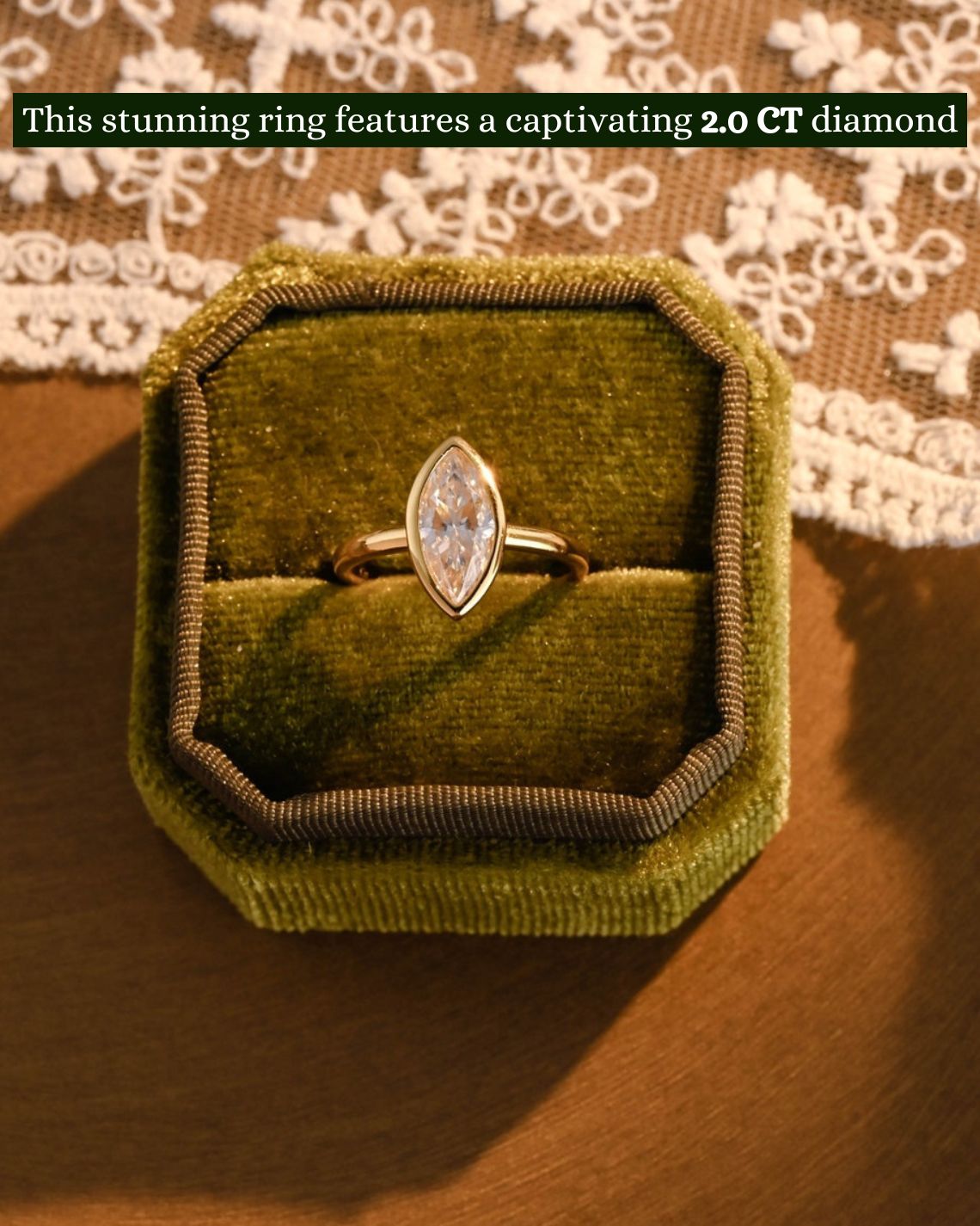 Elegant Marquise Lab Grown Diamond Bezel Solitaire Engagement Ring – 1.0 - 3.50 CT