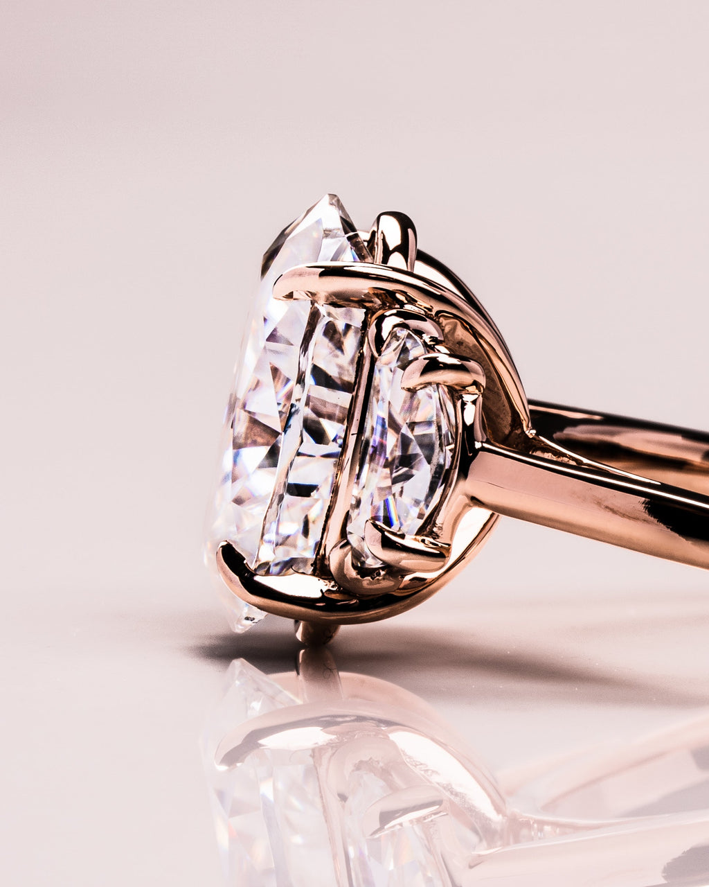 1.0 - 3.50 CT Three Stone Oval Lab Grown Diamond Engagement Ring