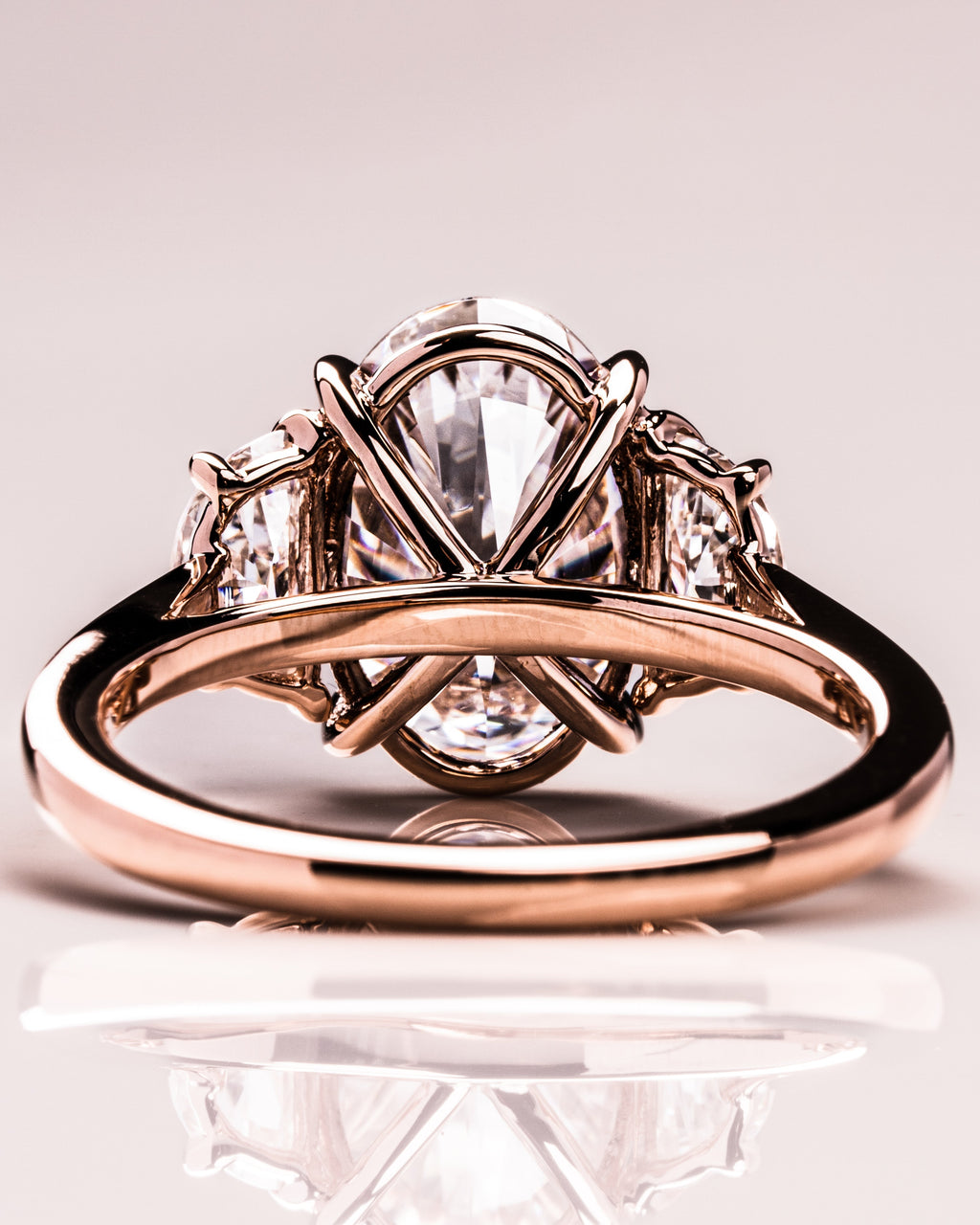 1.0 - 3.50 CT Three Stone Oval Lab Grown Diamond Engagement Ring