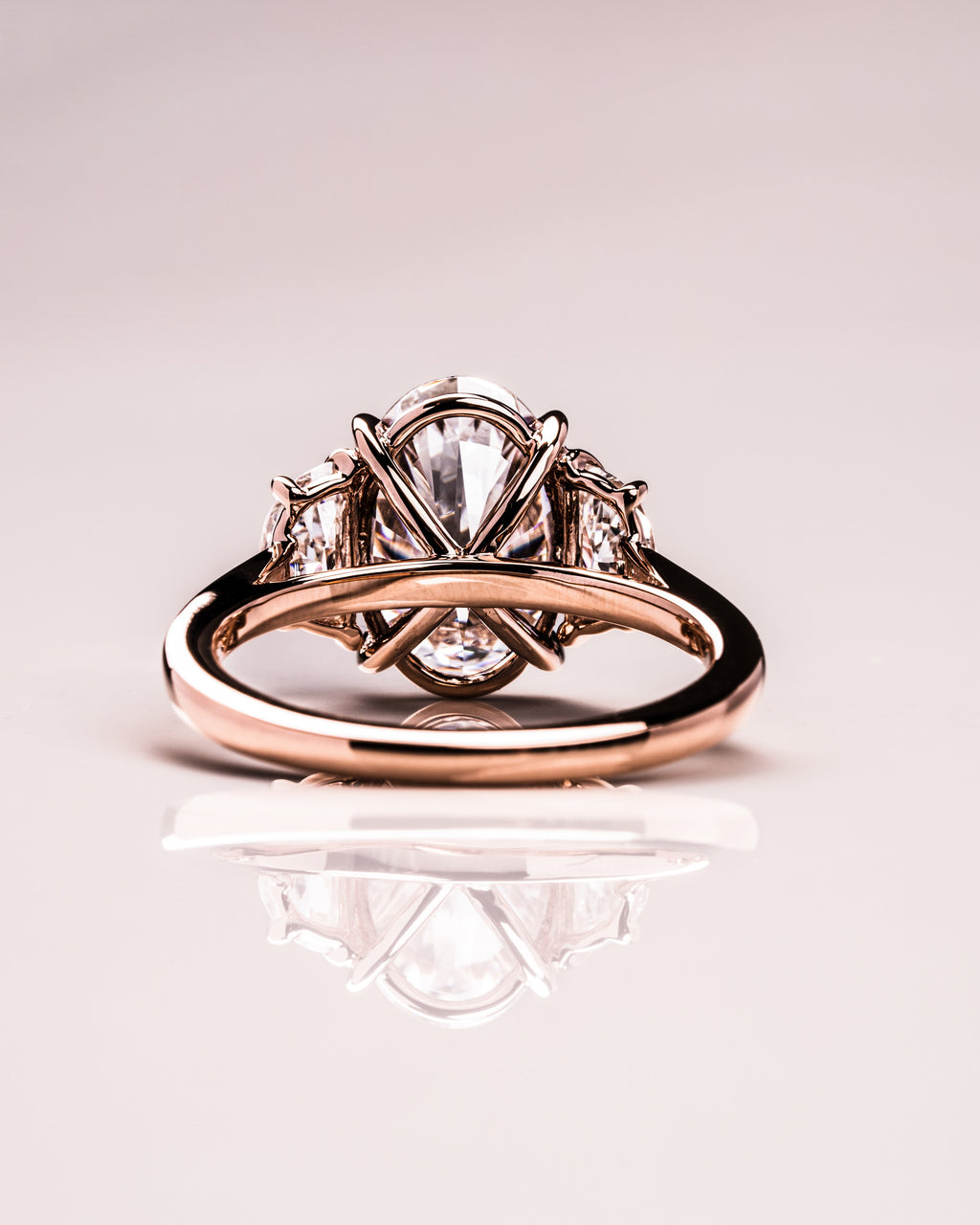 1.0 - 3.50 CT Three Stone Oval Lab Grown Diamond Engagement Ring
