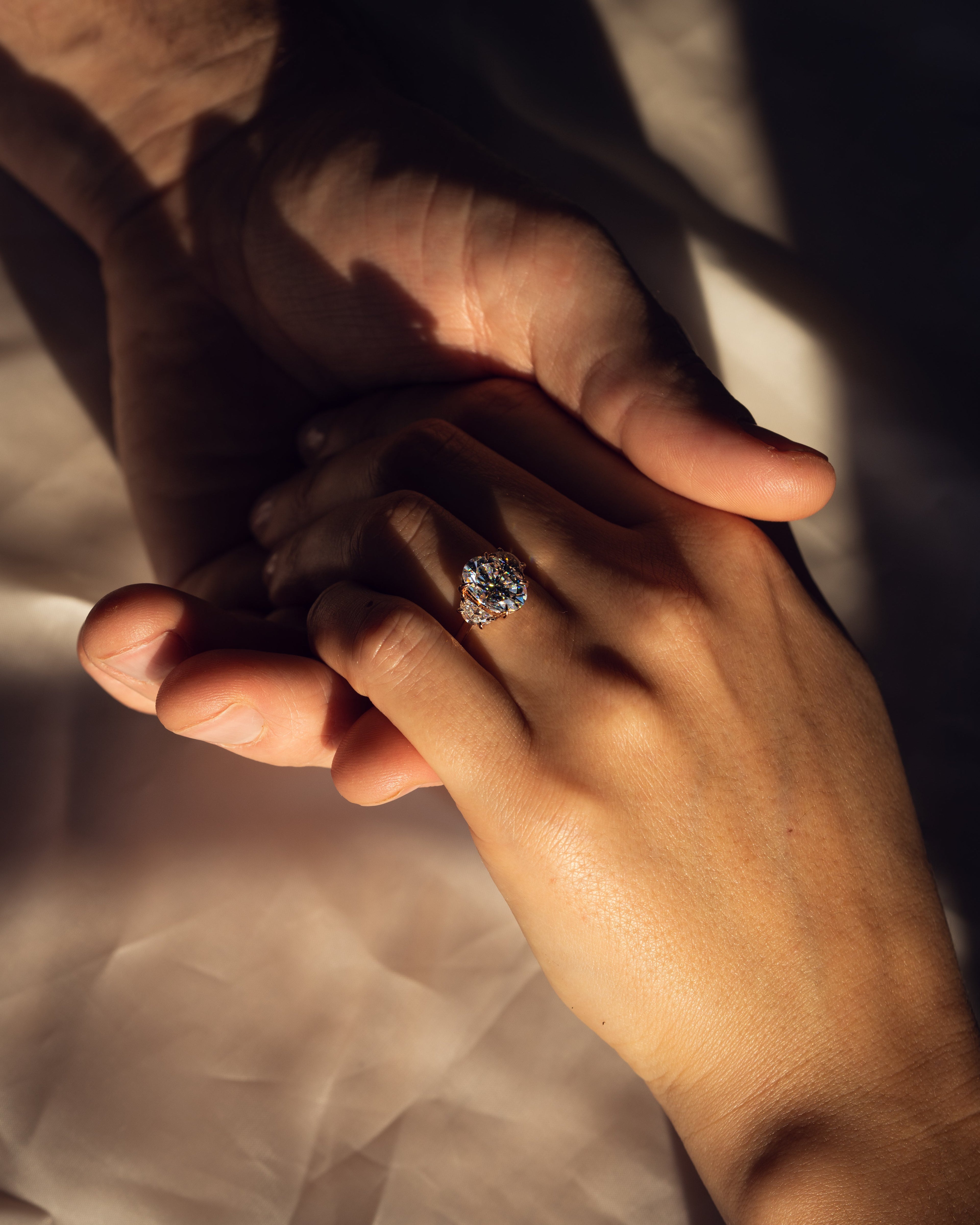 1.0 - 3.50 CT Three Stone Oval Lab Grown Diamond Engagement Ring