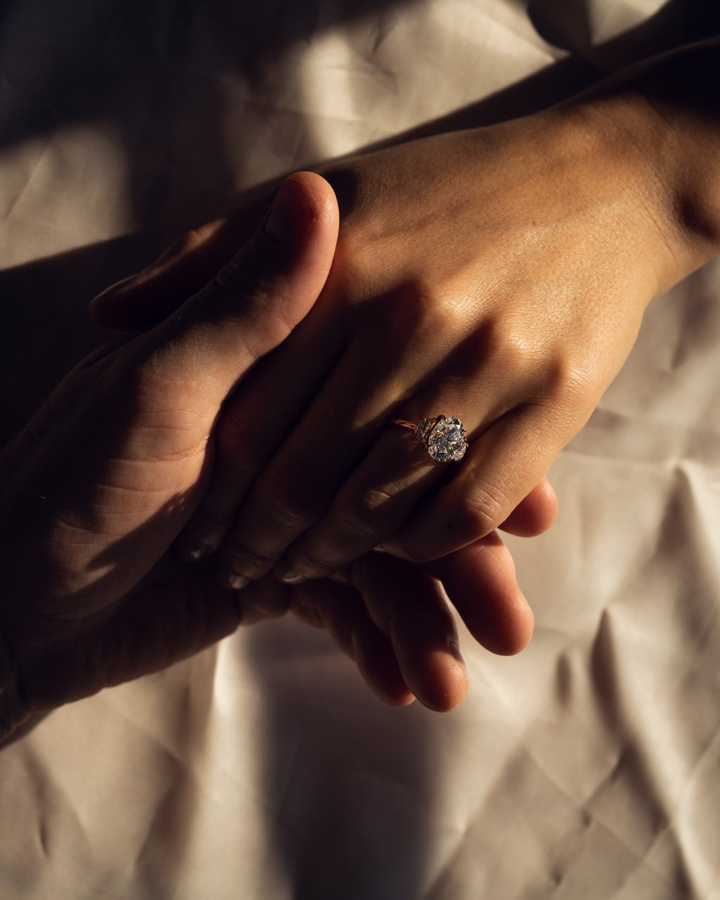 1.0 - 3.50 CT Three Stone Oval Lab Grown Diamond Engagement Ring