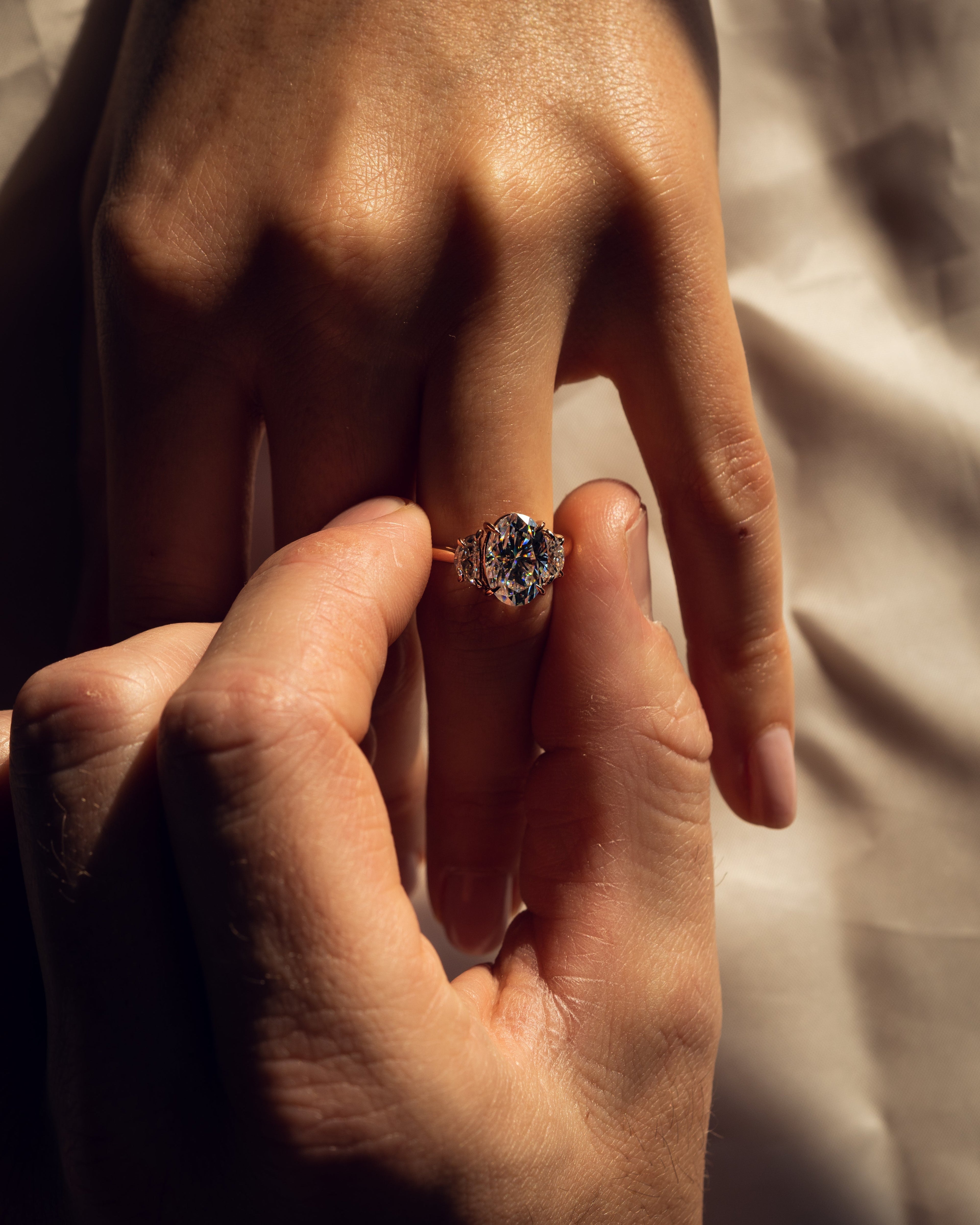 1.0 - 3.50 CT Three Stone Oval Lab Grown Diamond Engagement Ring