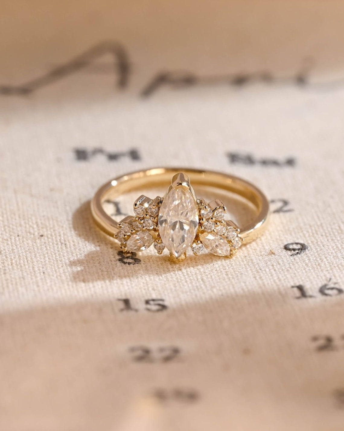 1.0 - 3.50 CT Marquise Cut Lab Grown Diamond Cluster Engagement Ring