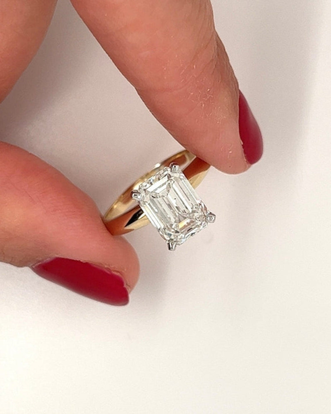 Solitaire Emerald Lab Grown Diamond Engagement Ring