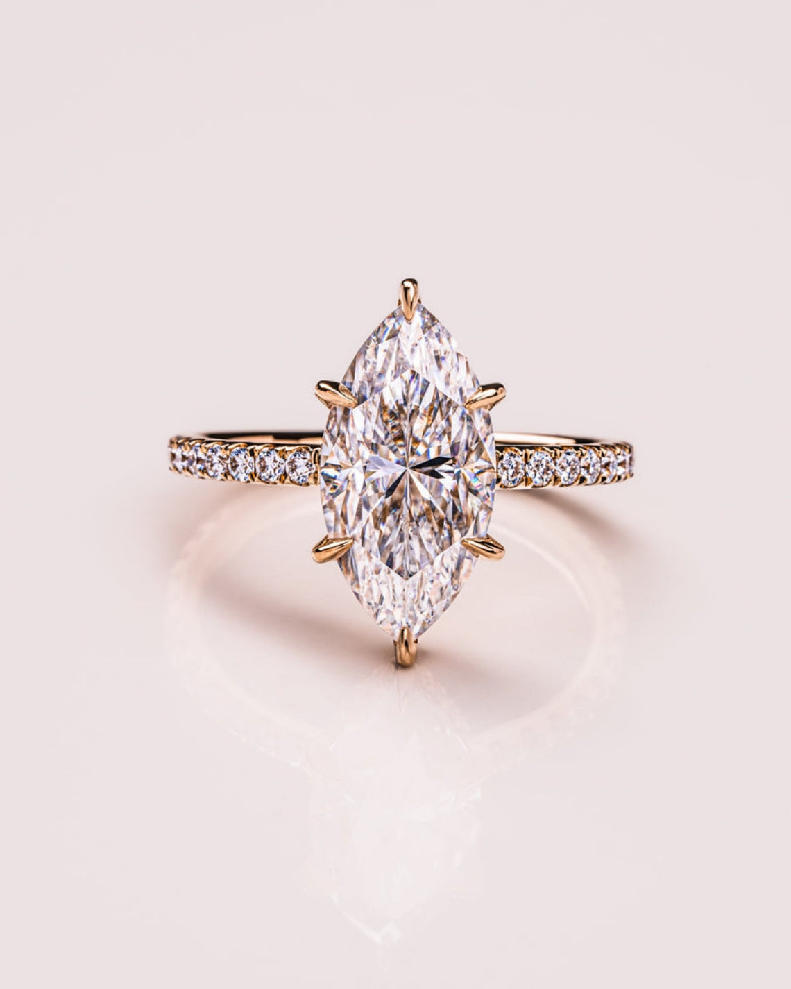 Elegant Marquise Lab Grown Diamond Hidden Halo Engagement Ring