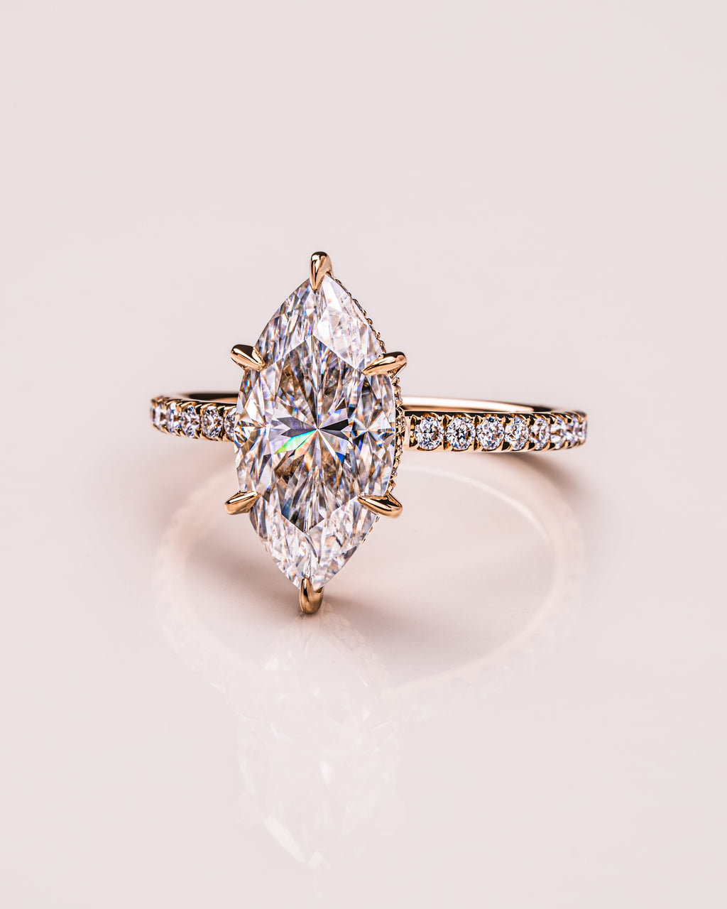 Elegant Marquise Lab Grown Diamond Hidden Halo Engagement Ring – 1.0 - 3.50 CT