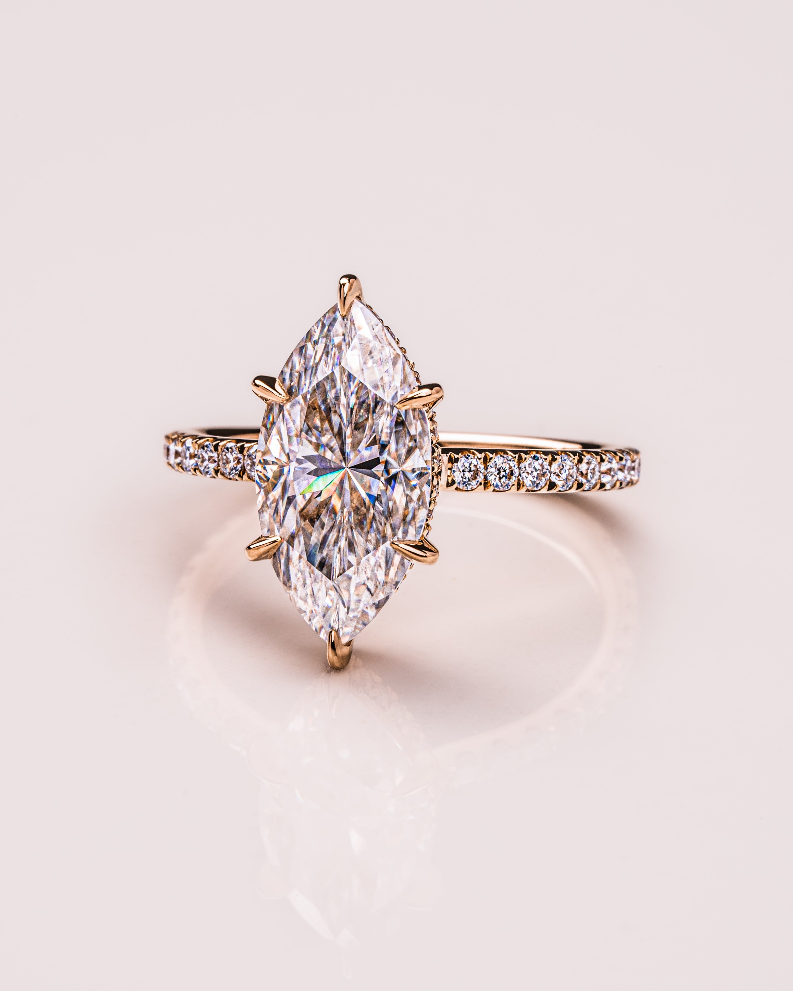 Elegant Marquise Lab Grown Diamond Hidden Halo Engagement Ring – 1.0 - 3.50 CT