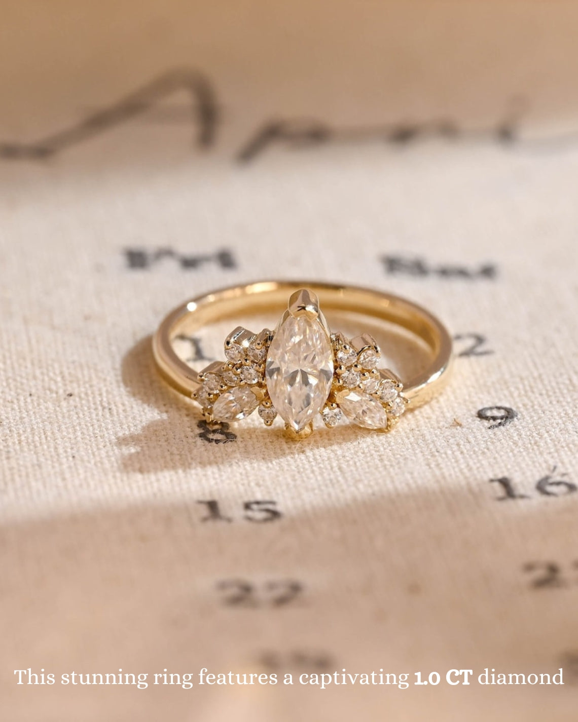 1.0 - 3.50 CT Marquise Cut Lab Grown Diamond Cluster Engagement Ring