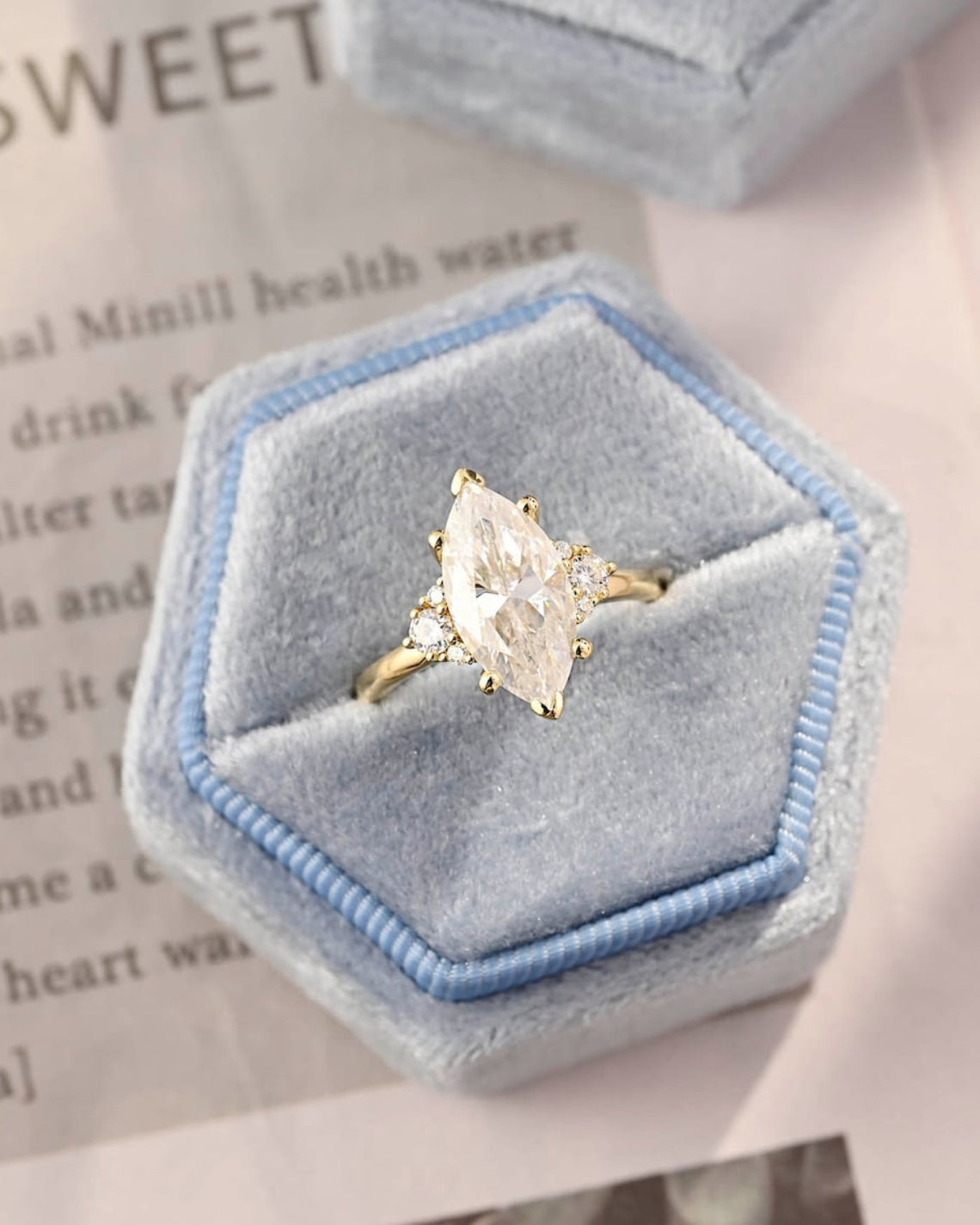 1.0 - 3.50 CT Marquise Lab Grown Diamond Cluster Setting Engagement Ring