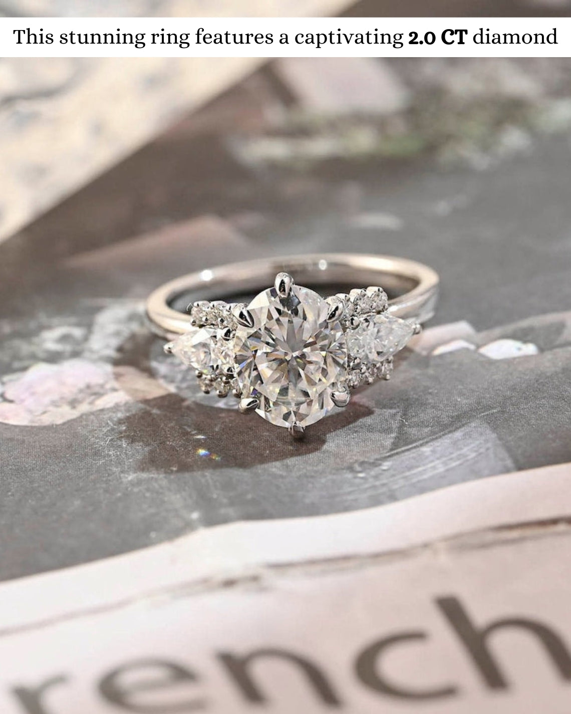Elegant Oval Lab Grown Diamond Cluster Engagement Ring – 1.0 - 3.50 CT