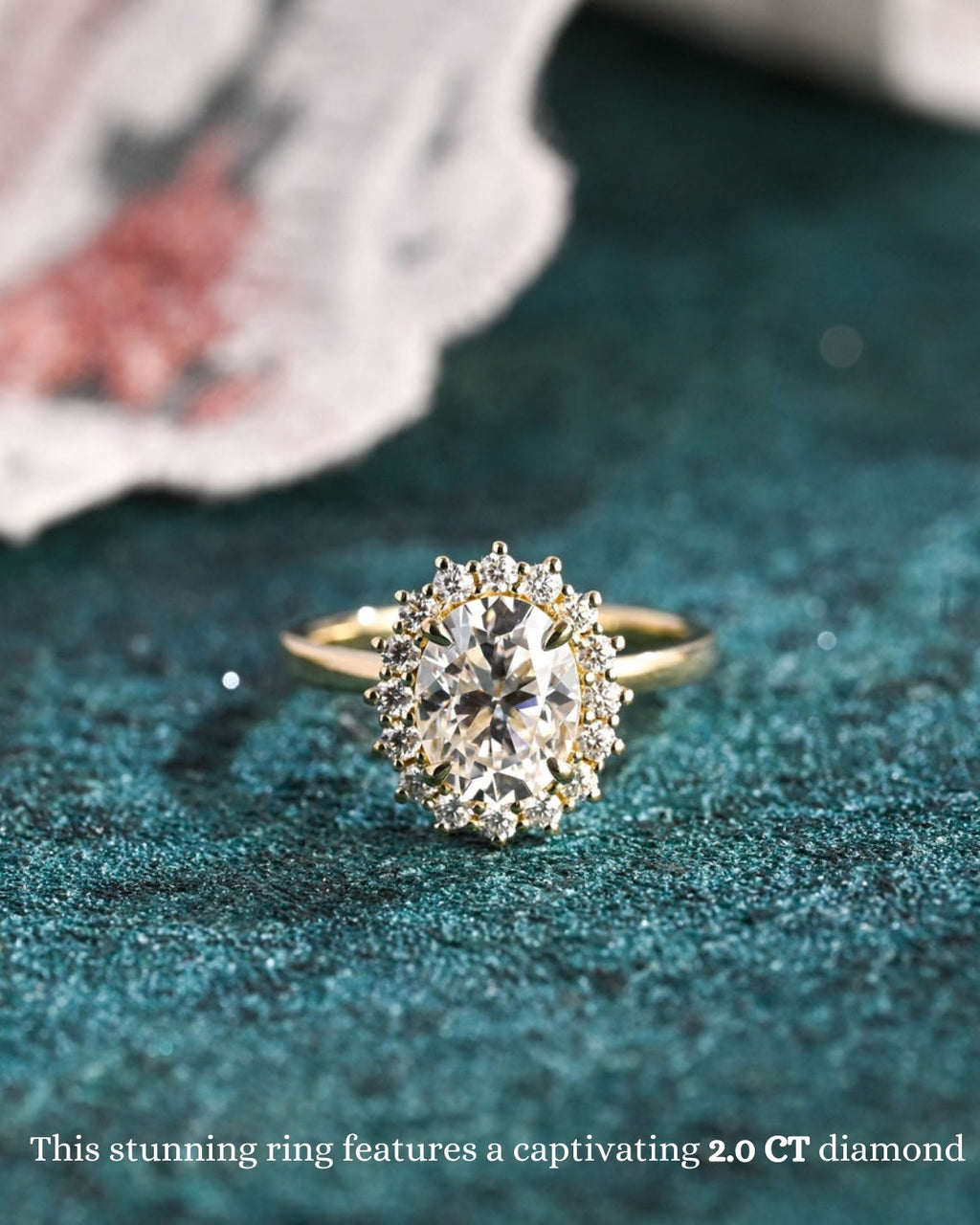 1.0 - 3.50 CT Oval Cut Lab Grown Diamond Halo Engagement Ring