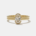 Half Bezel Oval Lab Grown Diamond Engagement Ring