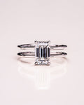 Emerald Lab Grown Diamond Double Band Setting Engagement Ring
