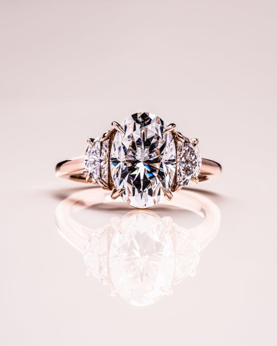 Three Stone Oval Lab Grown Diamond Engagement Ring