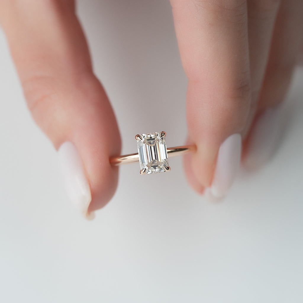 Emerald Cut Lab Grown Diamond Hidden Halo Engagement Ring – 1.0 - 3.50 CT
