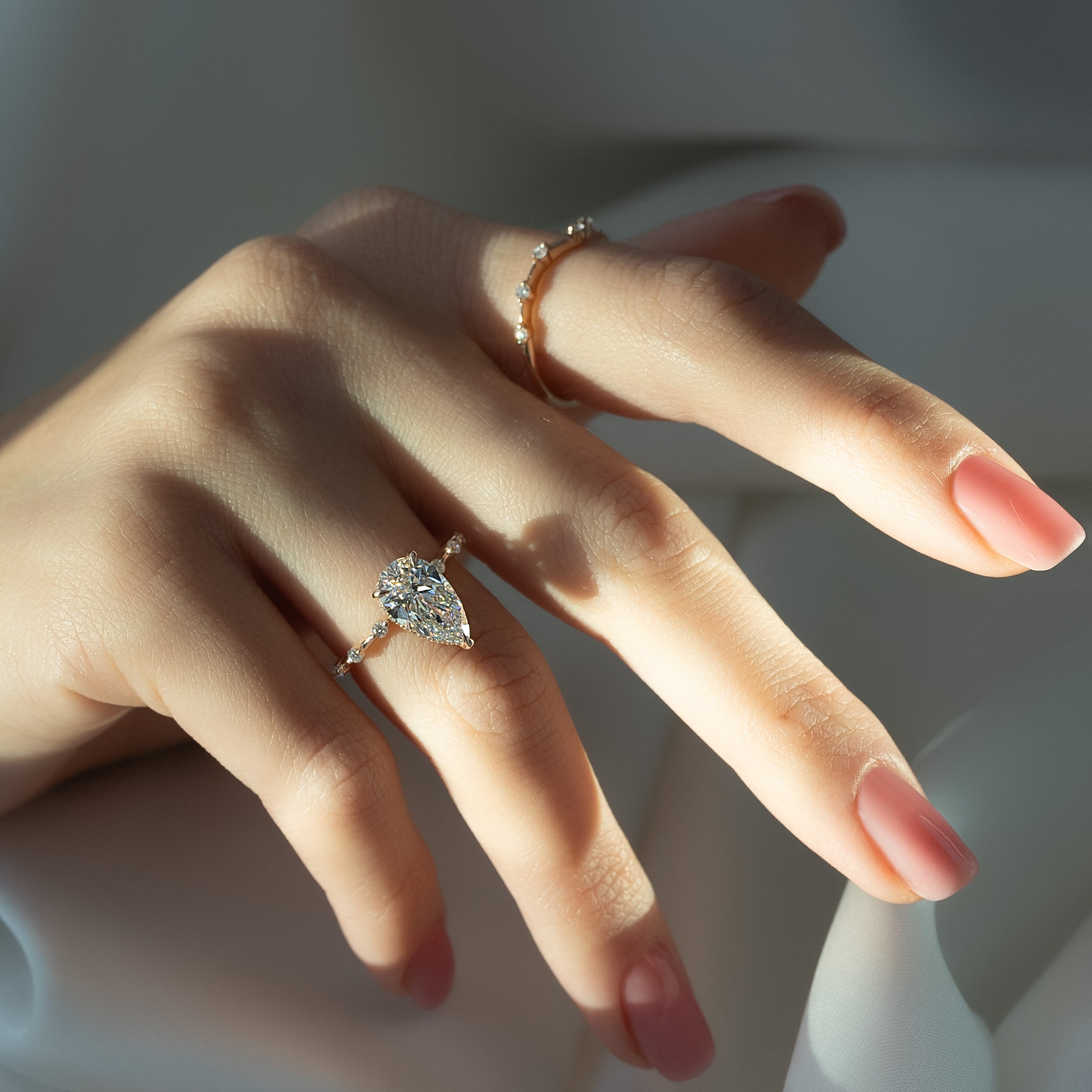 1.0 - 3.50 CT Dainty Pear Lab Grown Diamond Engagement Ring