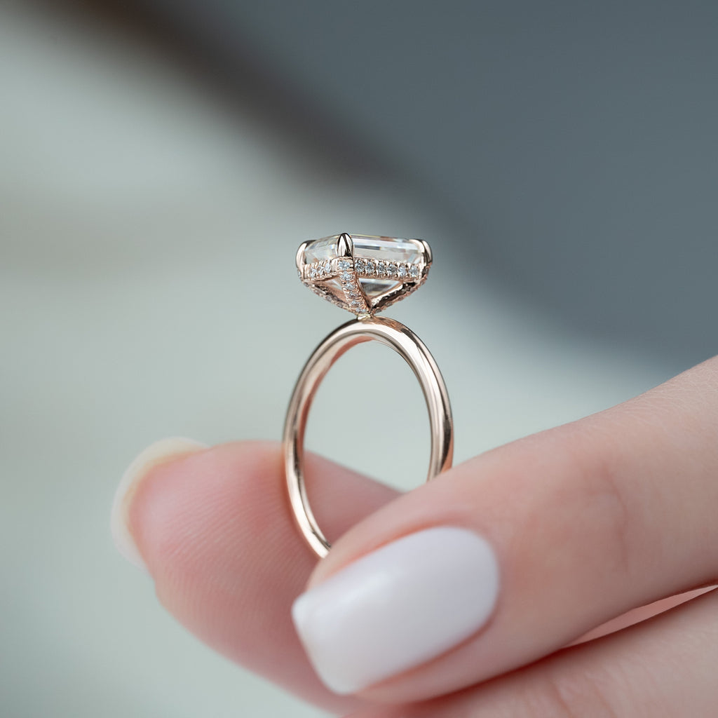 Emerald Cut Lab Grown Diamond Hidden Halo Engagement Ring – 1.0 - 3.50 CT