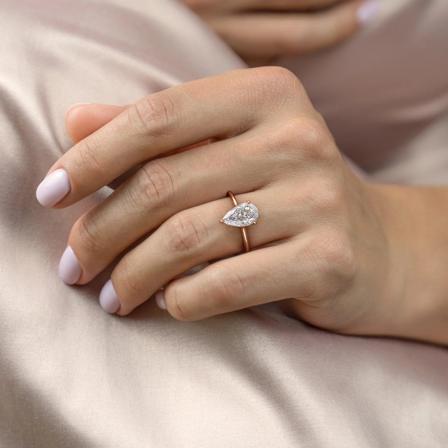 1.0 - 3.50 CT Solitaire Pear Lab Grown Diamond Engagement Ring