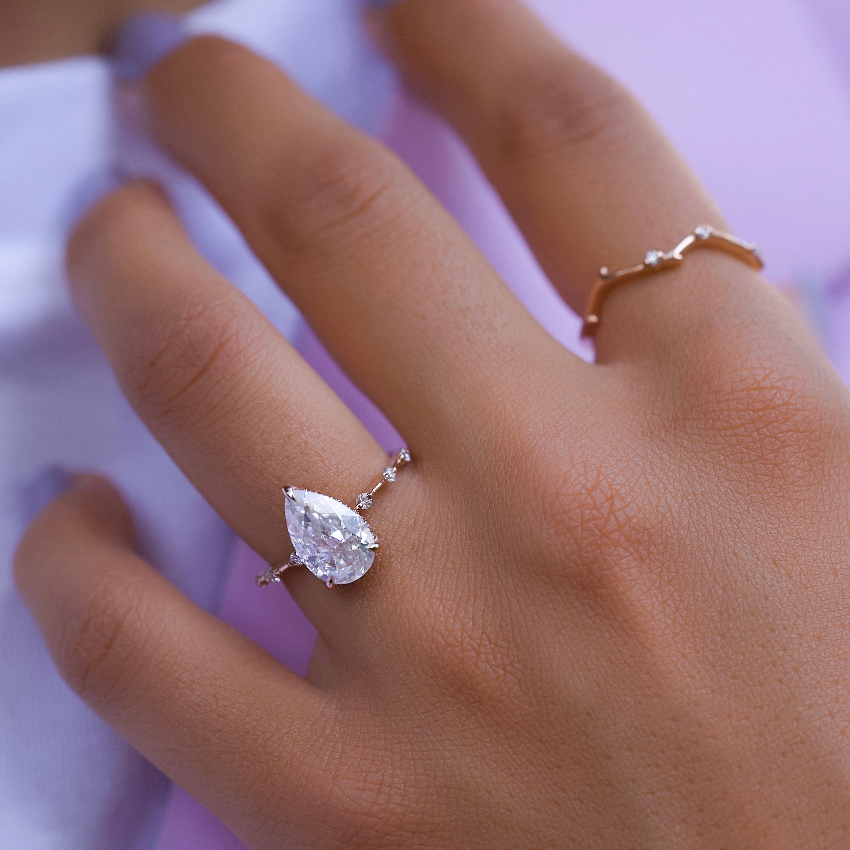 Dainty Pear Lab Grown Diamond Engagement Ring