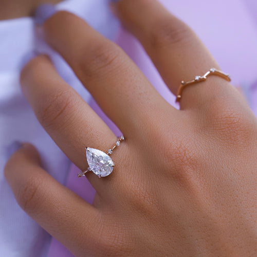 Dainty Pear Lab Grown Diamond Engagement Ring