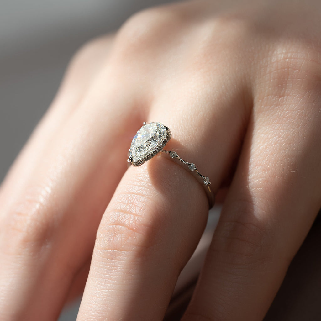 1.0 - 3.50 CT Dainty Pear Lab Grown Diamond Engagement Ring