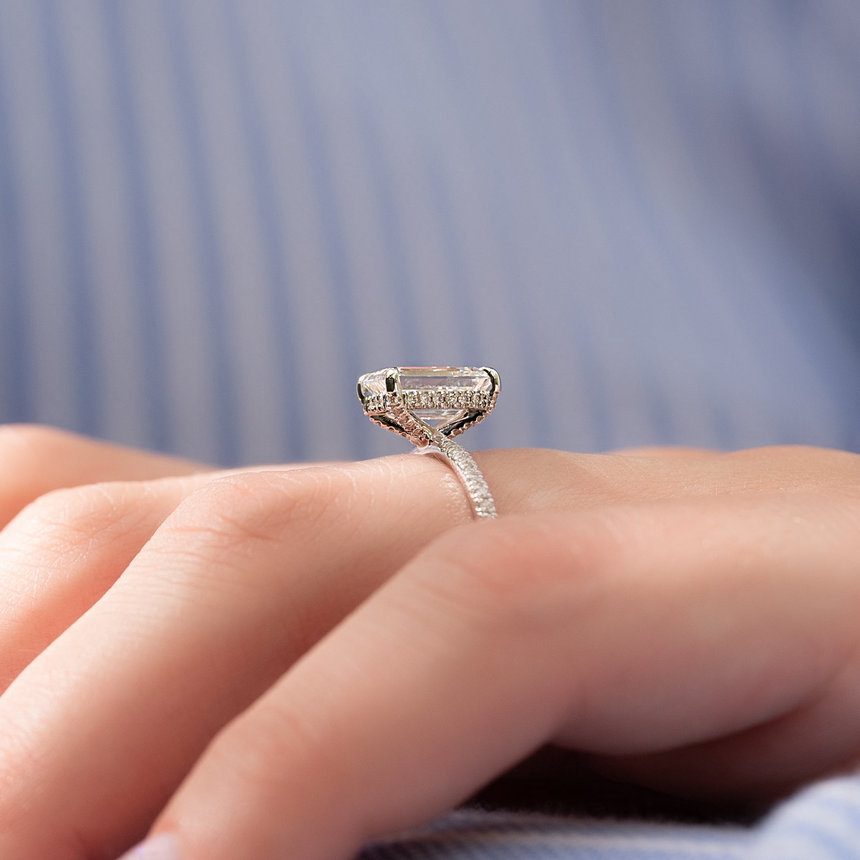 Emerald Cut Lab Grown Diamond Hidden Halo Engagement Ring – 1.0 - 3.50 CT