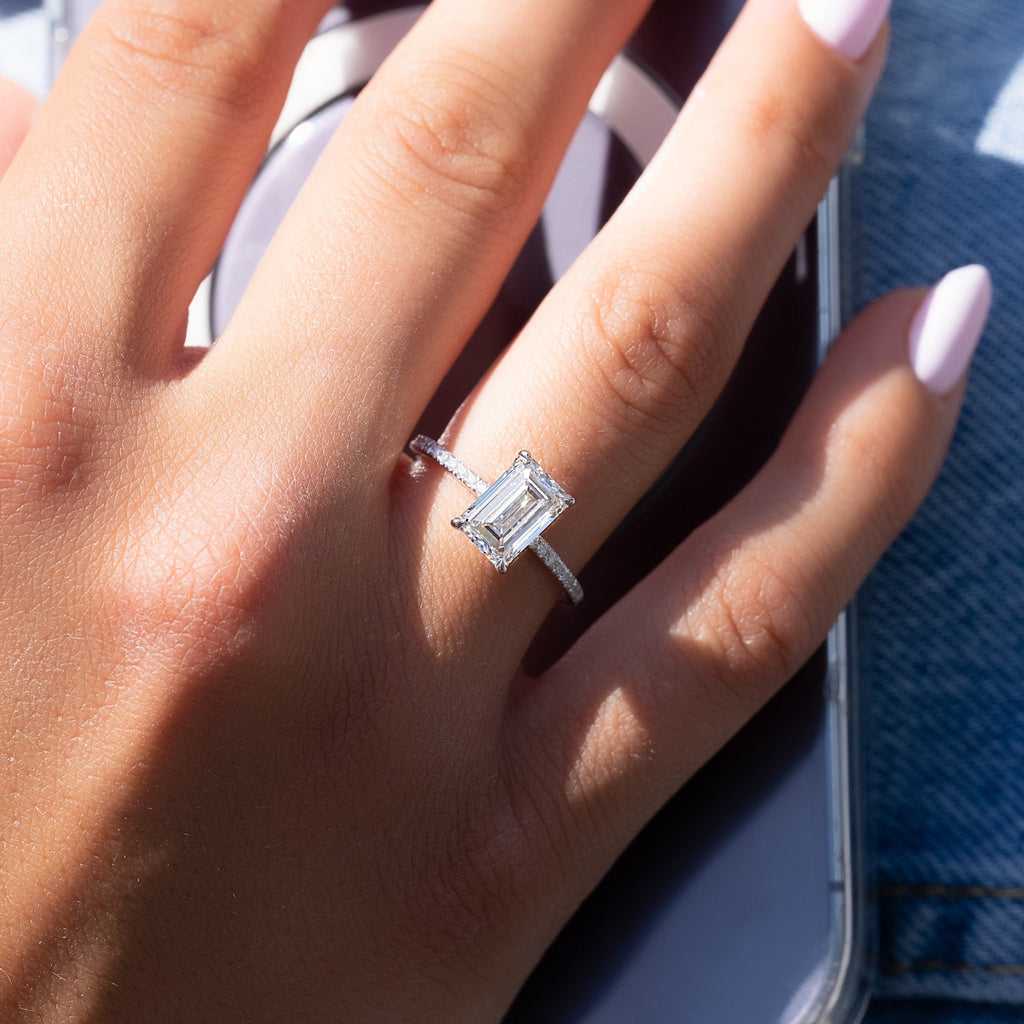 1.0 - 3.50 CT Pavé Emerald Lab Grown Diamond Engagement Ring