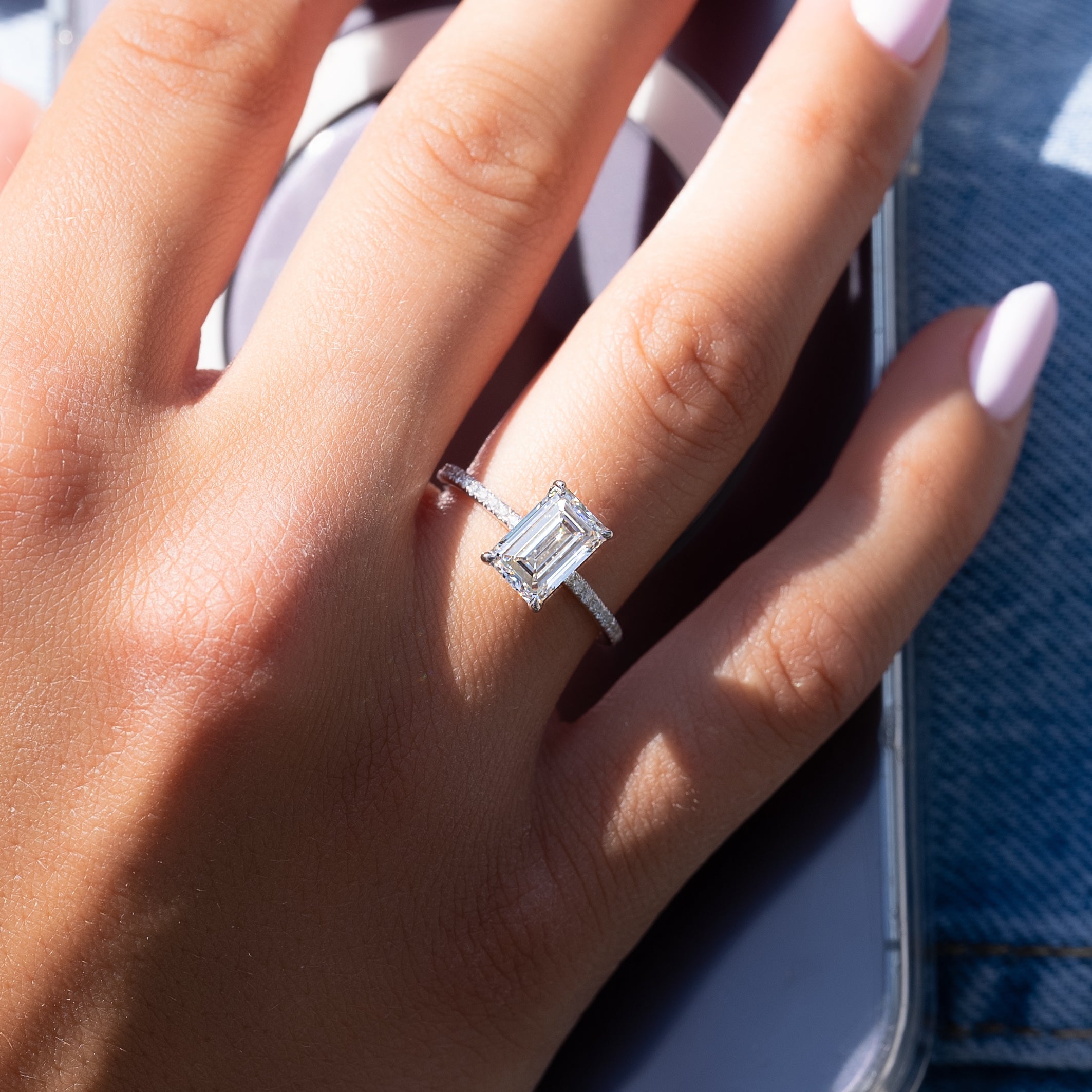 1.0 - 3.50 CT Pavé Emerald Lab Grown Diamond Engagement Ring