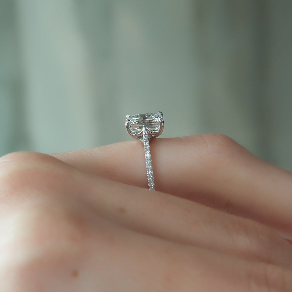 Emerald Cut Lab Grown Diamond Pavé Engagement Ring – 1.0 - 3.50 CT