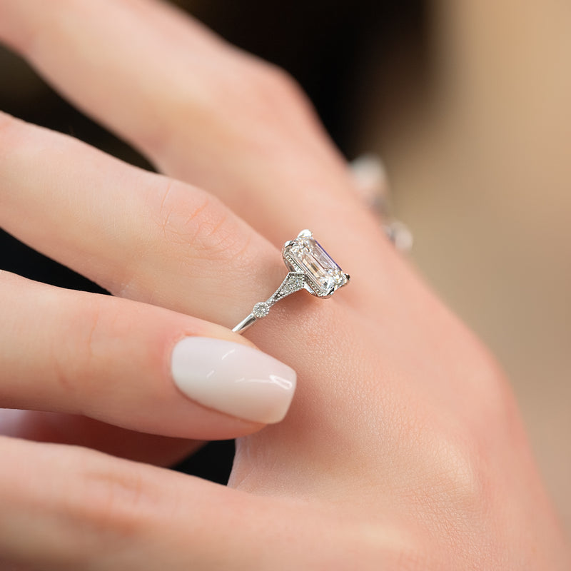 1.0 - 3.50 CT Unique Style Emerald Lab Grown Diamond Engagement Ring