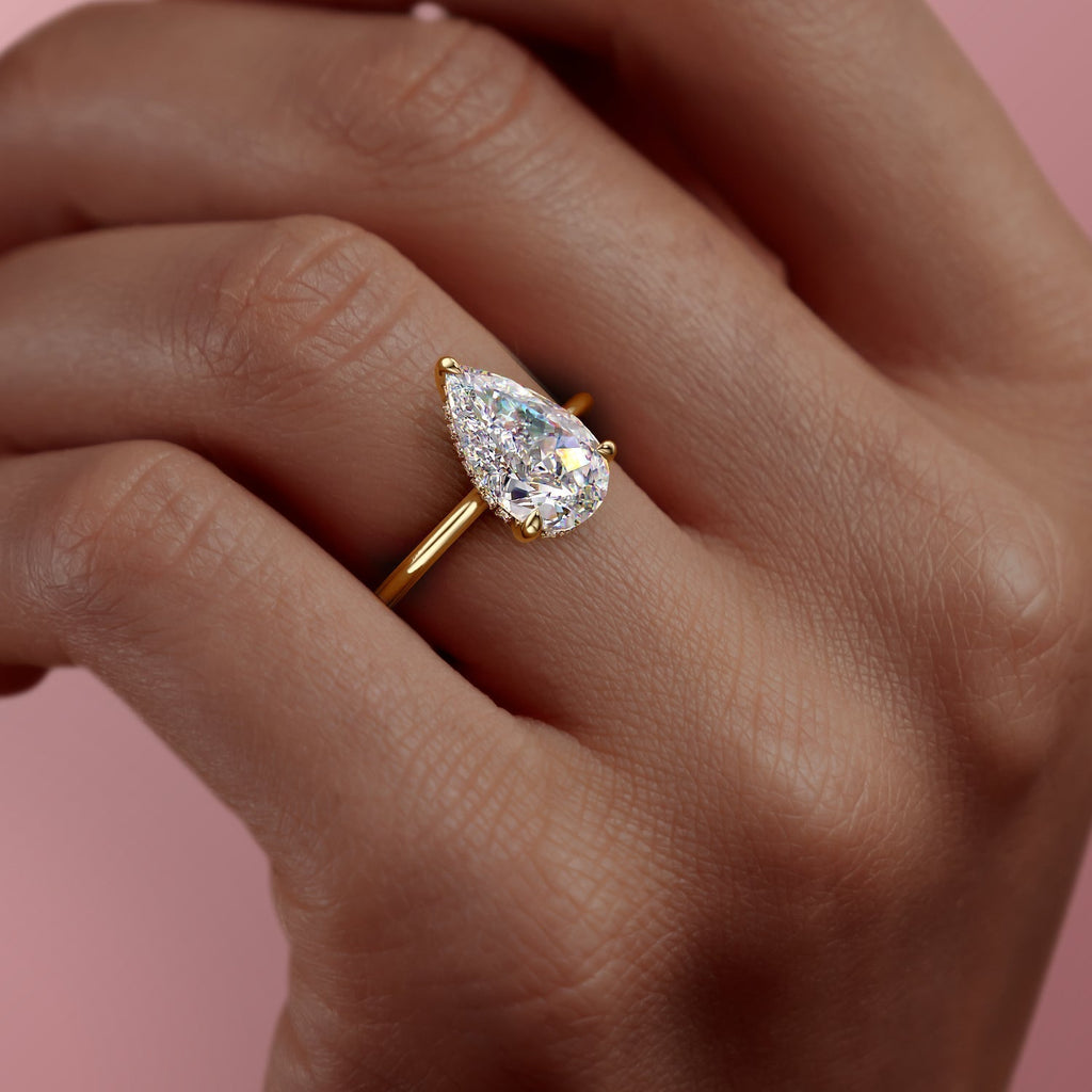 1.0 - 3.50 CT Solitaire Pear Lab Grown Diamond Engagement Ring