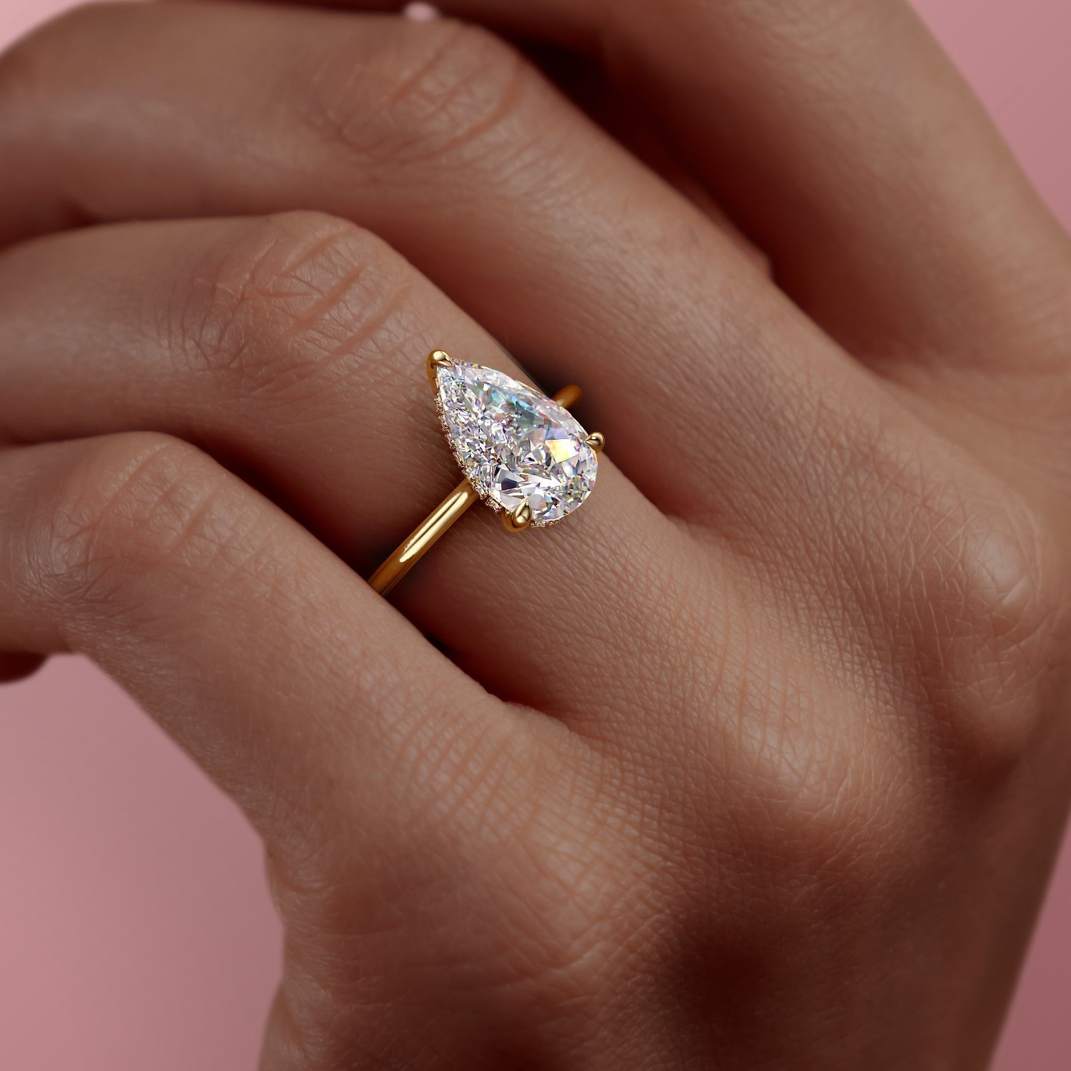 1.0 - 3.50 CT Solitaire Pear Lab Grown Diamond Engagement Ring