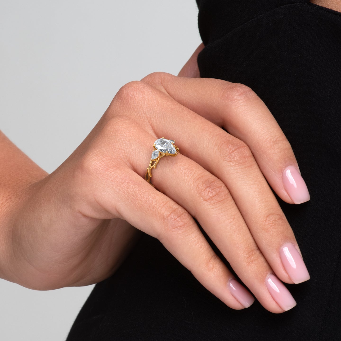 Elegant Pear Lab Grown Diamond Twig Engagement Ring – 1.0 - 3.50 CT
