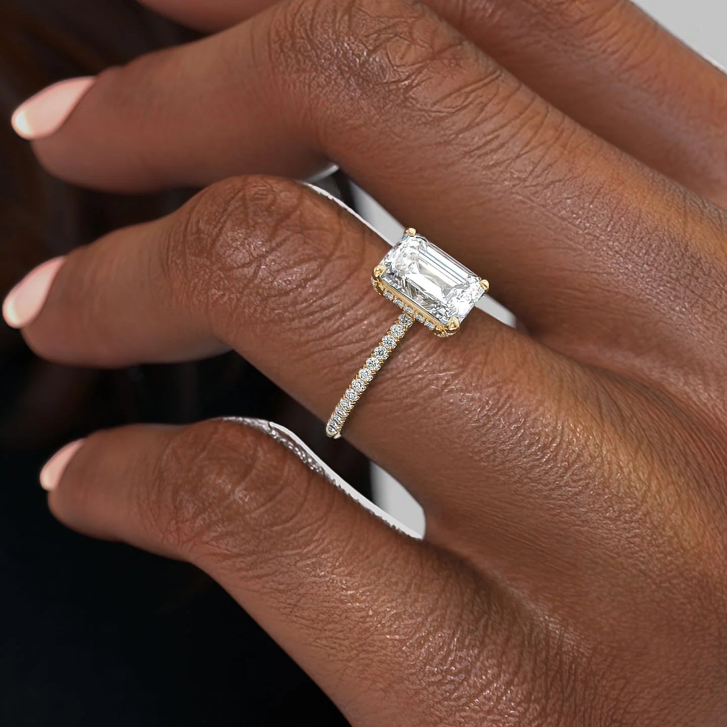 Emerald Cut Lab Grown Diamond Hidden Halo Engagement Ring – 1.0 - 3.50 CT